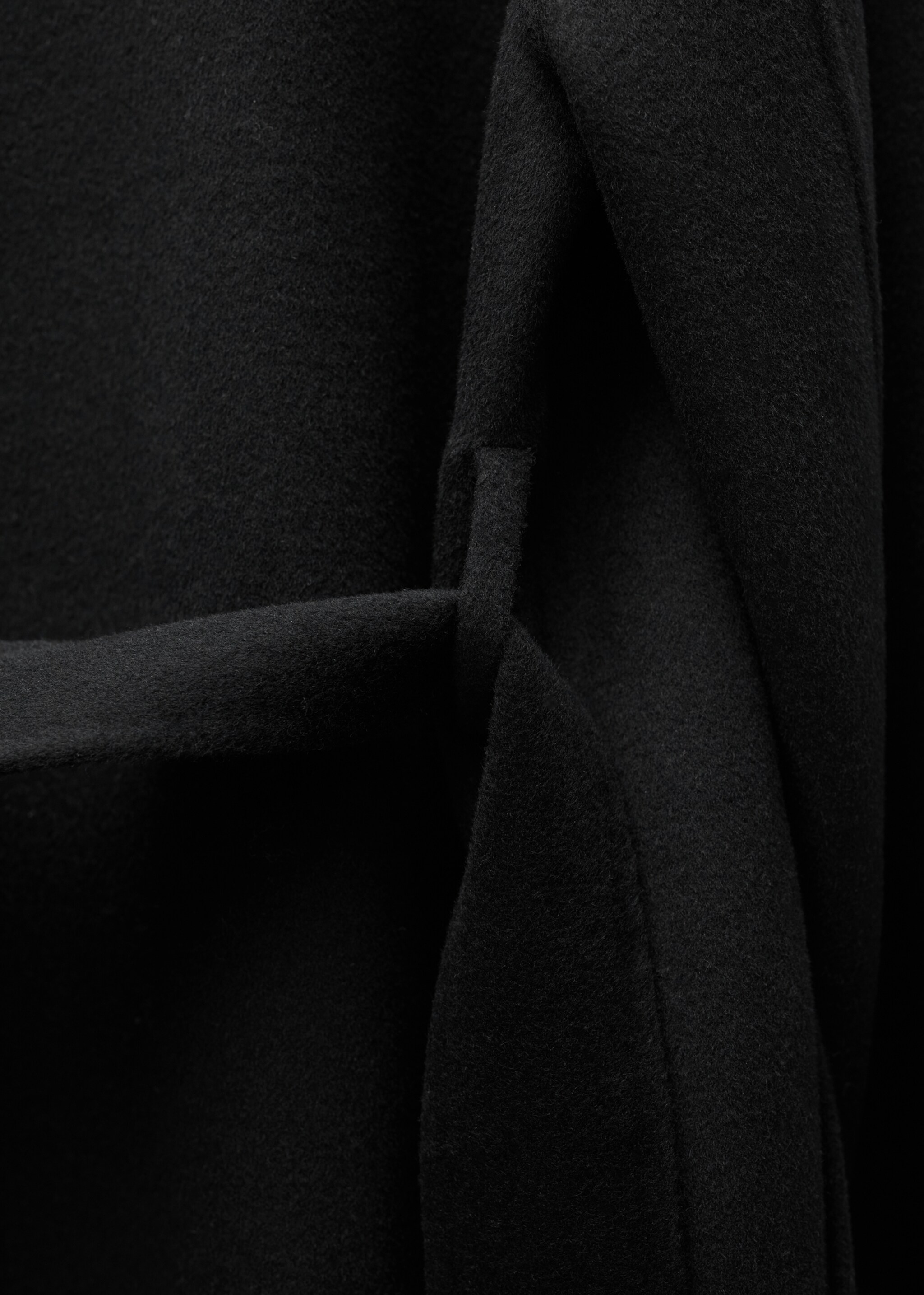 Abrigo lana cinturón - Detalle del artículo 0, Negro. Ref: 77046720-00.