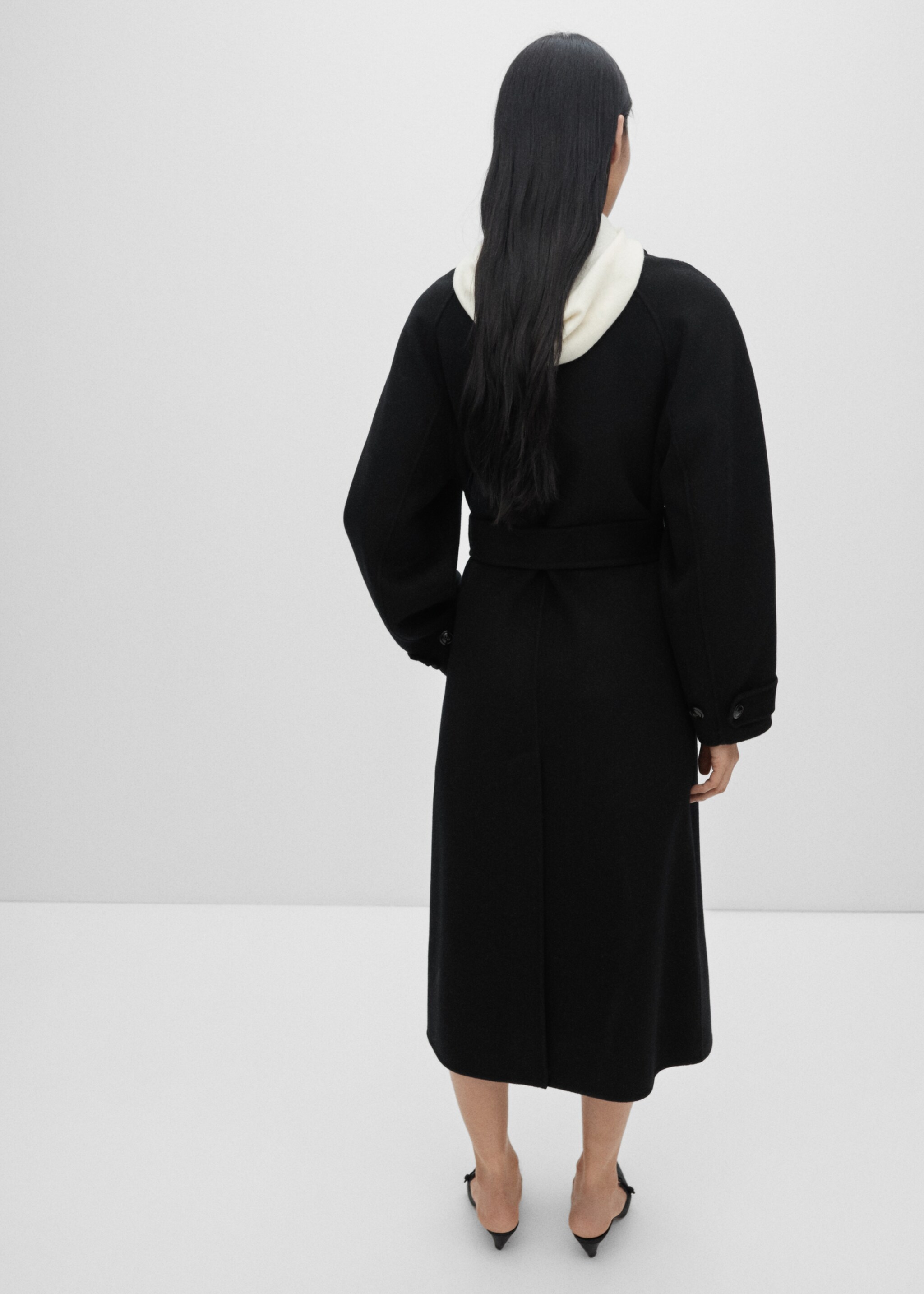 Abrigo lana cinturón - Reverso del artículo, Negro. Ref: 77046720-00.