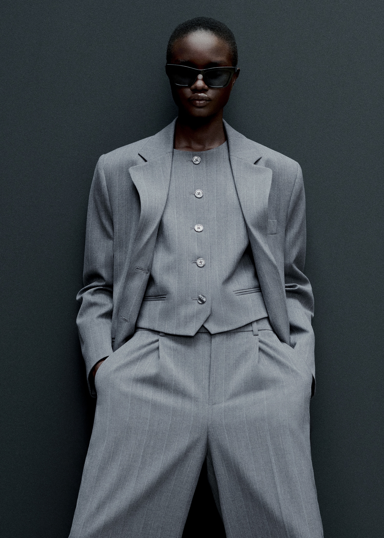 Blazer abito a righe diplomatiche Donna MANGO OUTLET Italia