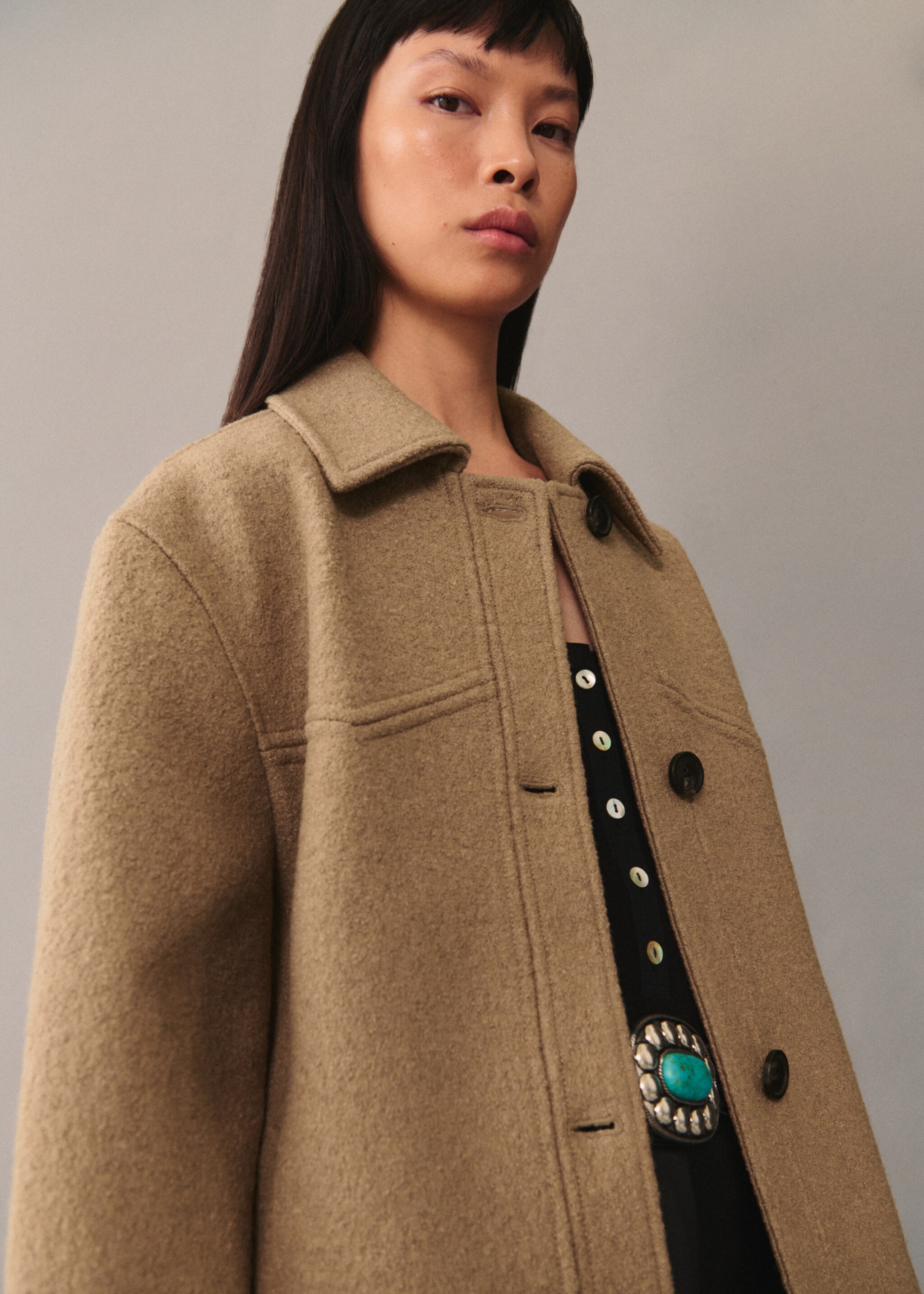 Oversize wool coat - Medium plane, Medium Brown. Ref: 77046726-00.