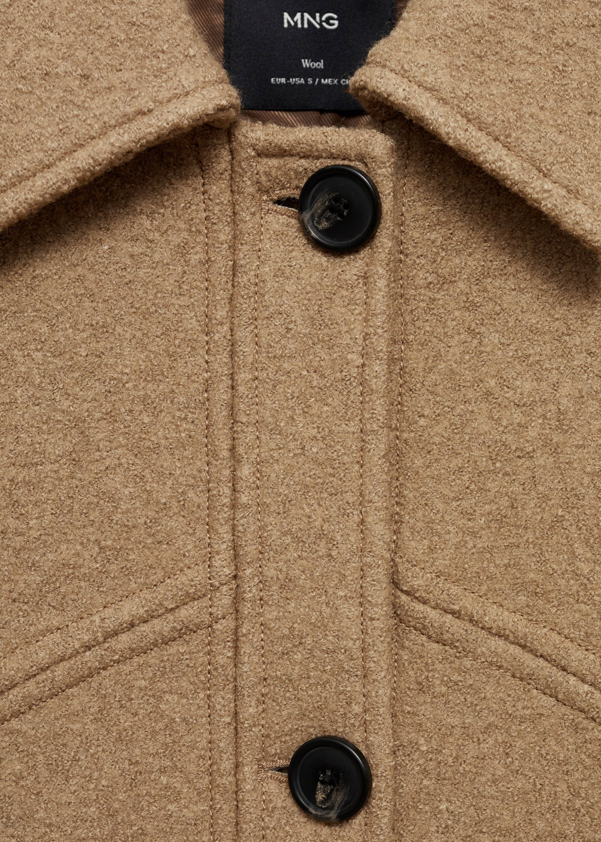 Oversize wool coat - Details of the article 8, Medium Brown. Ref: 77046726-00.
