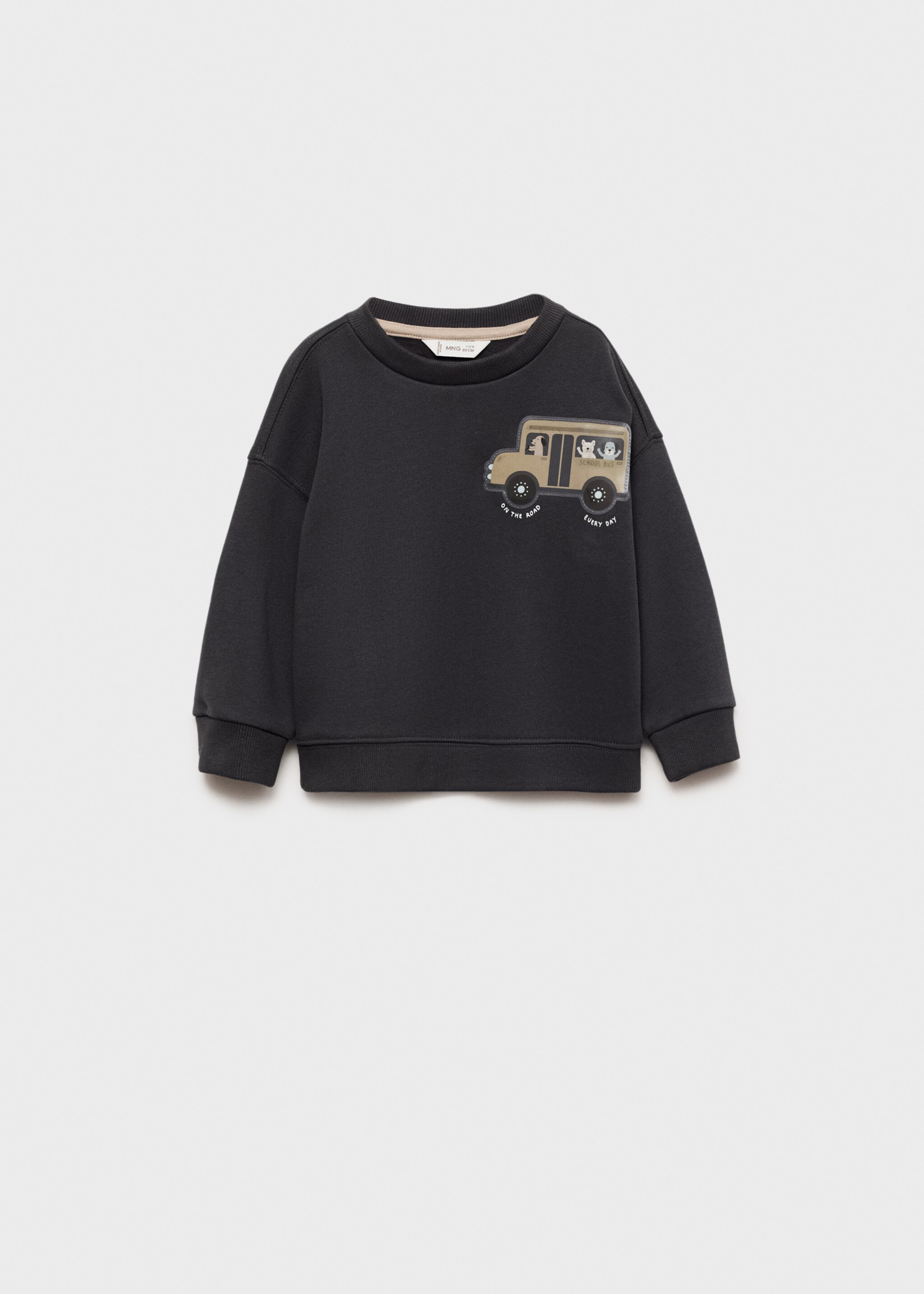 Sweat-shirt coton imprimé - Article sans modèle, Gris anthracite. Ref: 77046736-00.