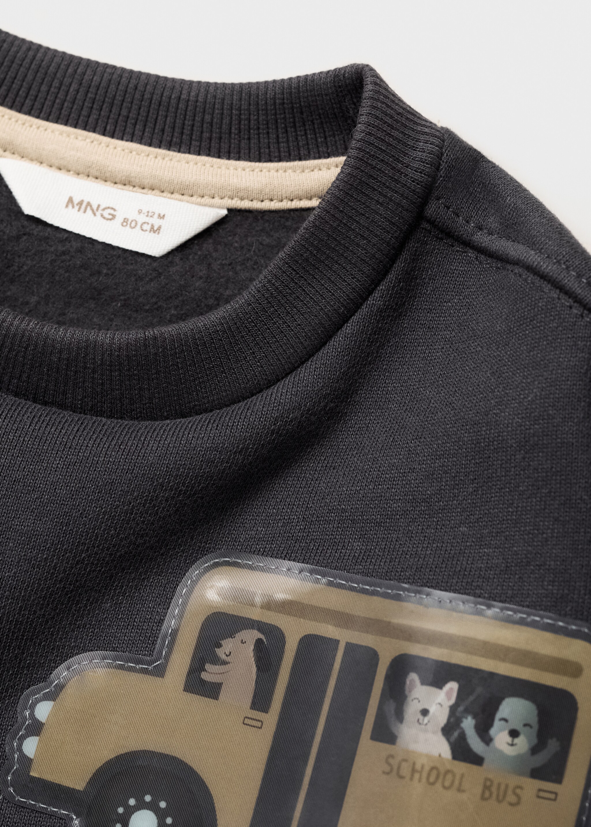 Sweat-shirt coton imprimé - Détail de l'article 8, Gris anthracite. Ref: 77046736-00.