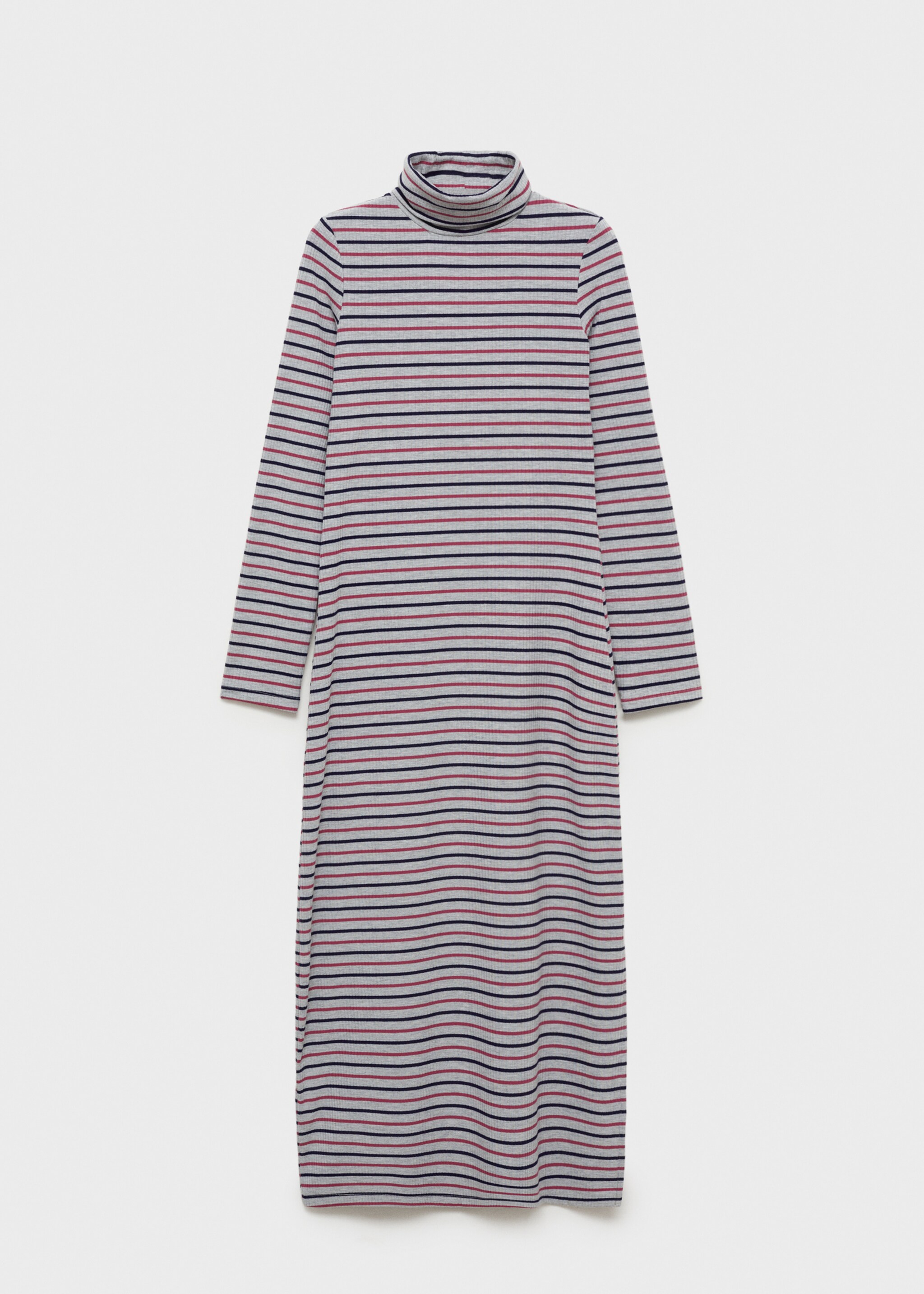 Striped turtleneck dress - Article without model, Medium Heather Grey. Ref: 77046738-00.
