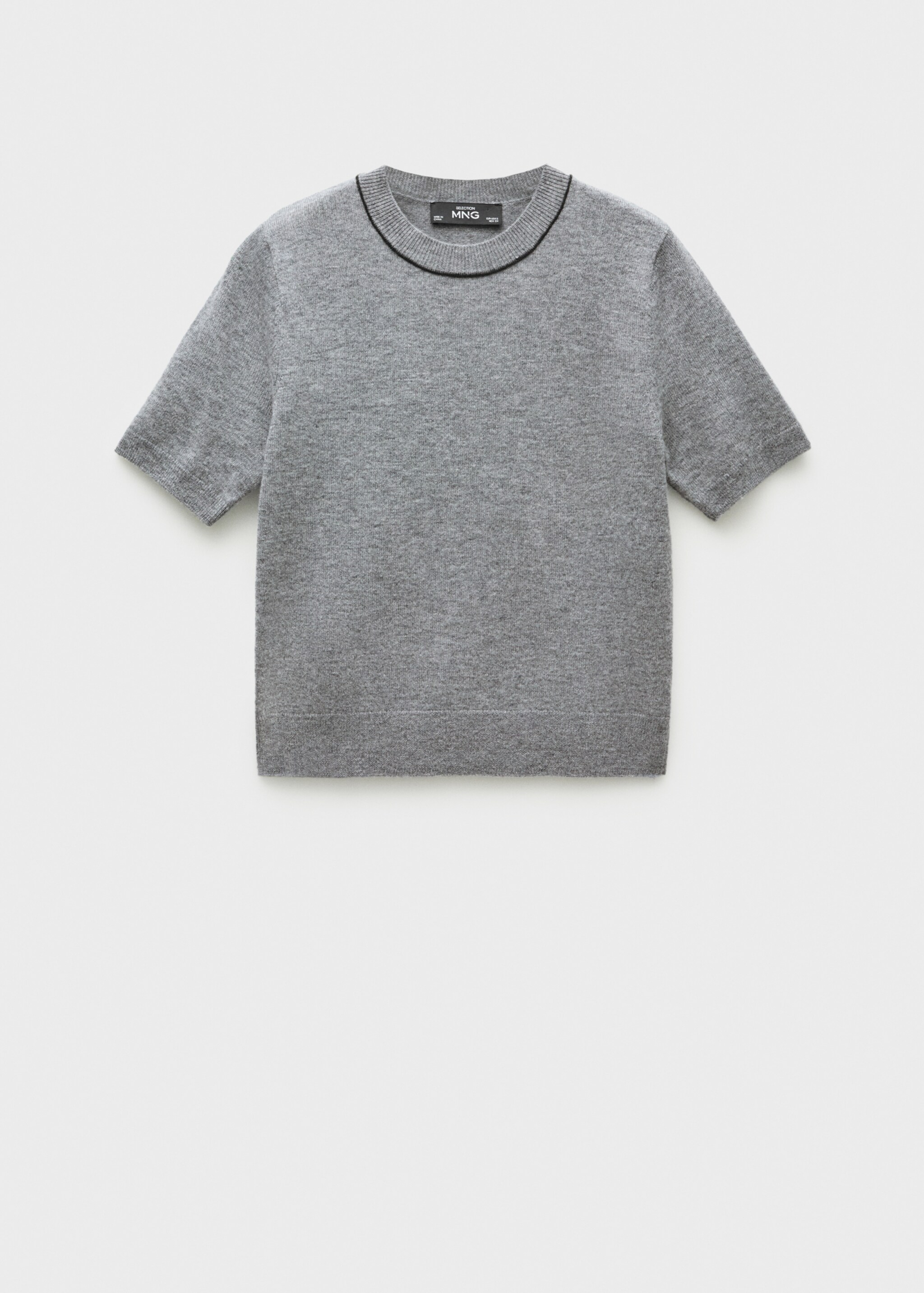Short-sleeved wool sweater - Article without model, Medium Heather Grey. Ref: 77046743-00.