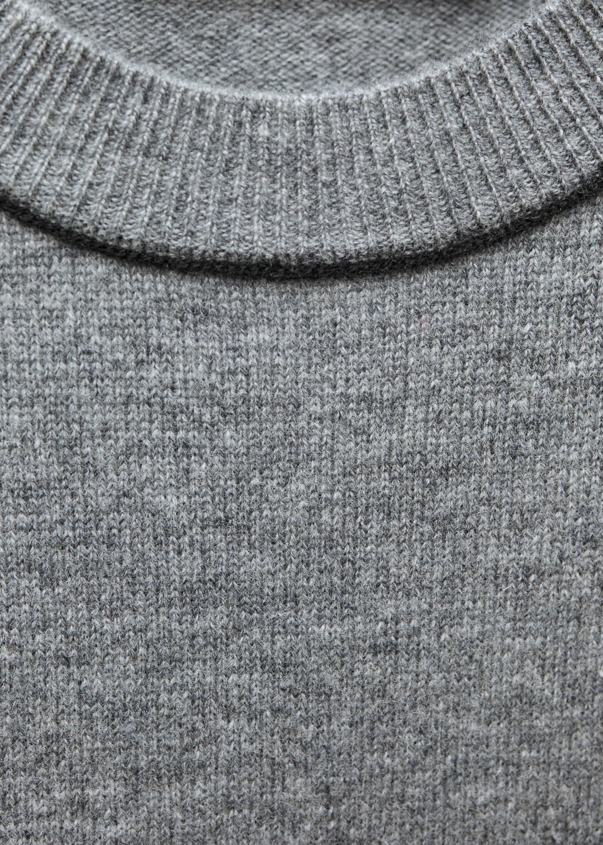 Short-sleeved wool sweater - Details of the article 8, Medium Heather Grey. Ref: 77046743-00.