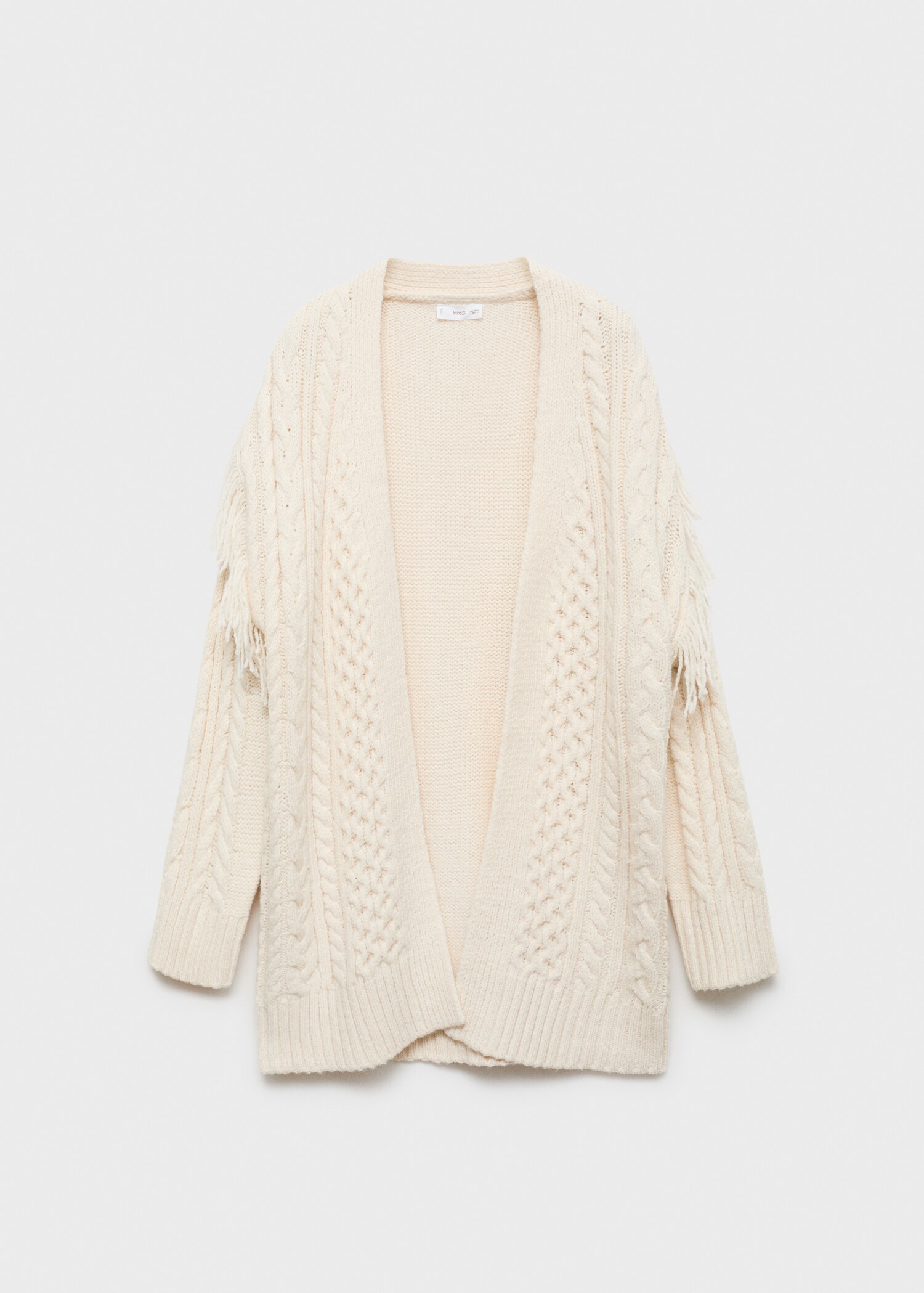 Cable knit cardigan with fringes - Article without model