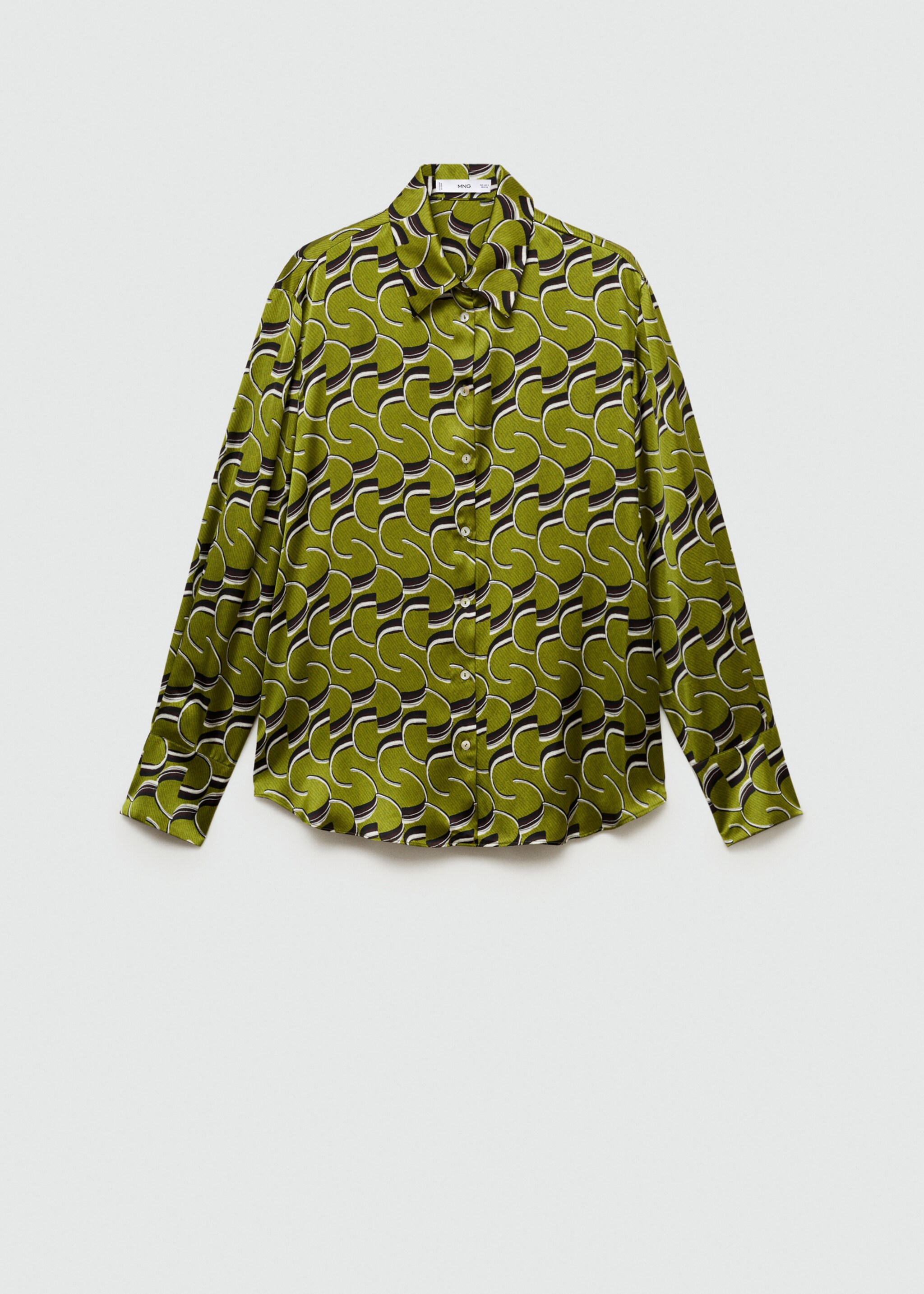 Satin print shirt - Article without model, Green. Ref: 77046751-00.