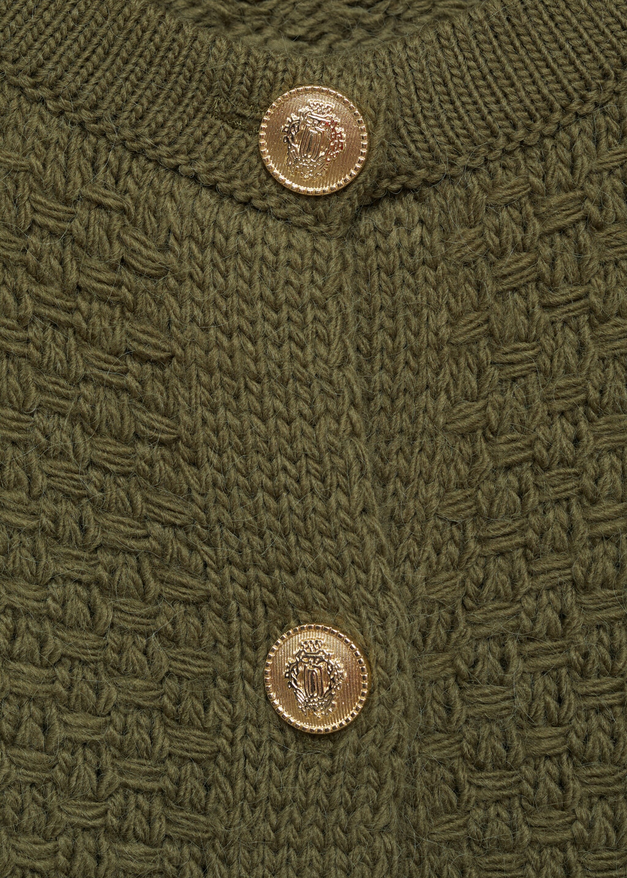 Gebreid vest met knopen - Detail van het artikel 8, Kaki. Ref: 77046763-00.