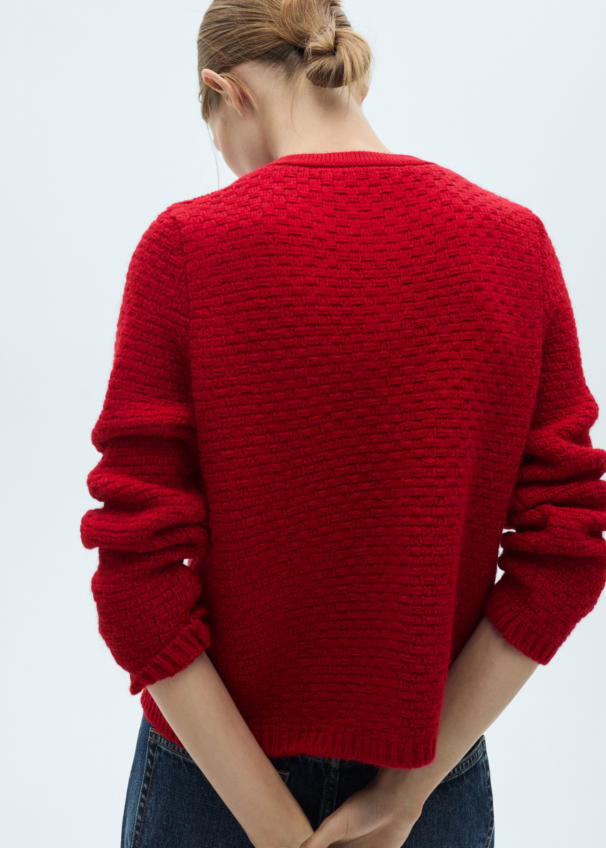 Button knit cardigan - Reverse of the article, Red. Ref: 77046763-00.
