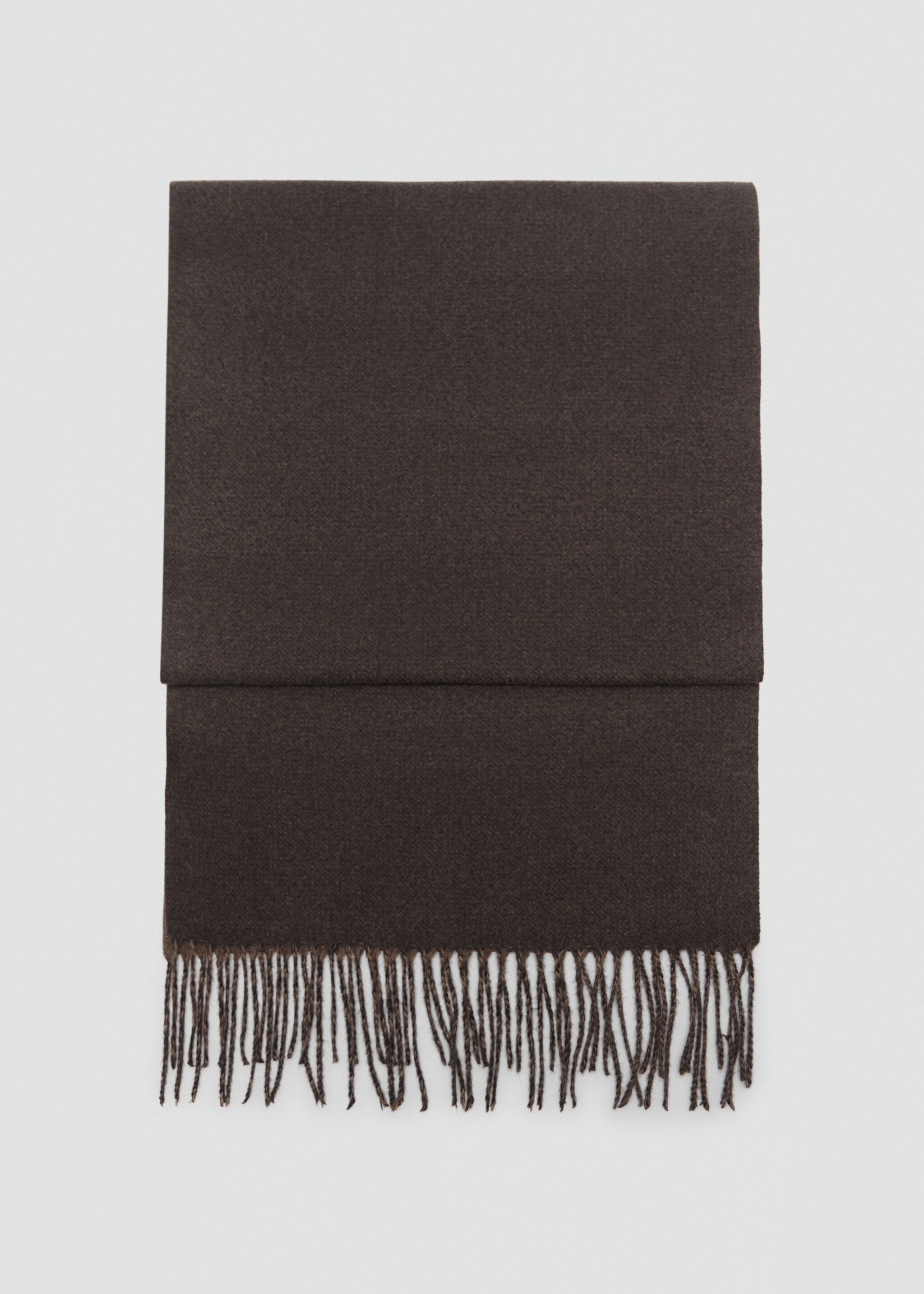 Two-tone fringed scarf - Article without model, Medium Brown. Ref: 77047113-00.