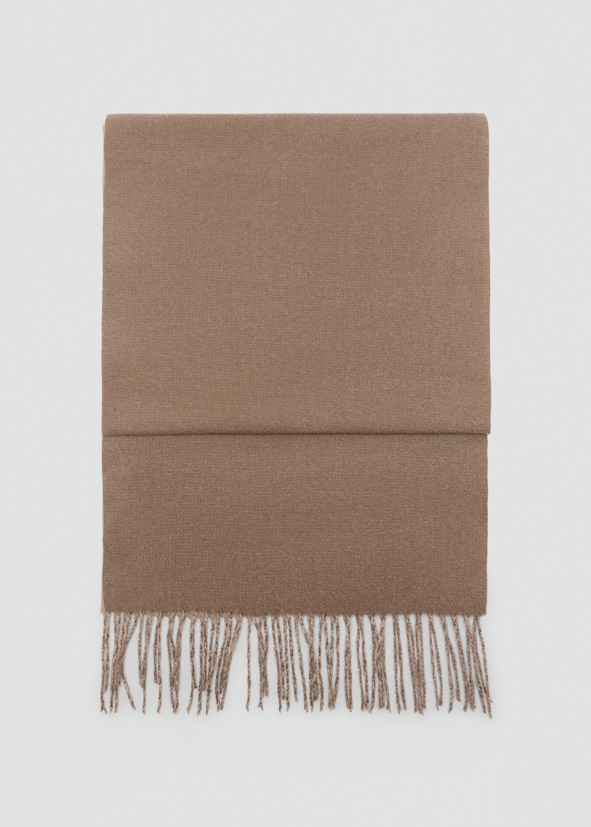 Two-tone fringed scarf - Article without model, Medium Brown. Ref: 77047113-00.