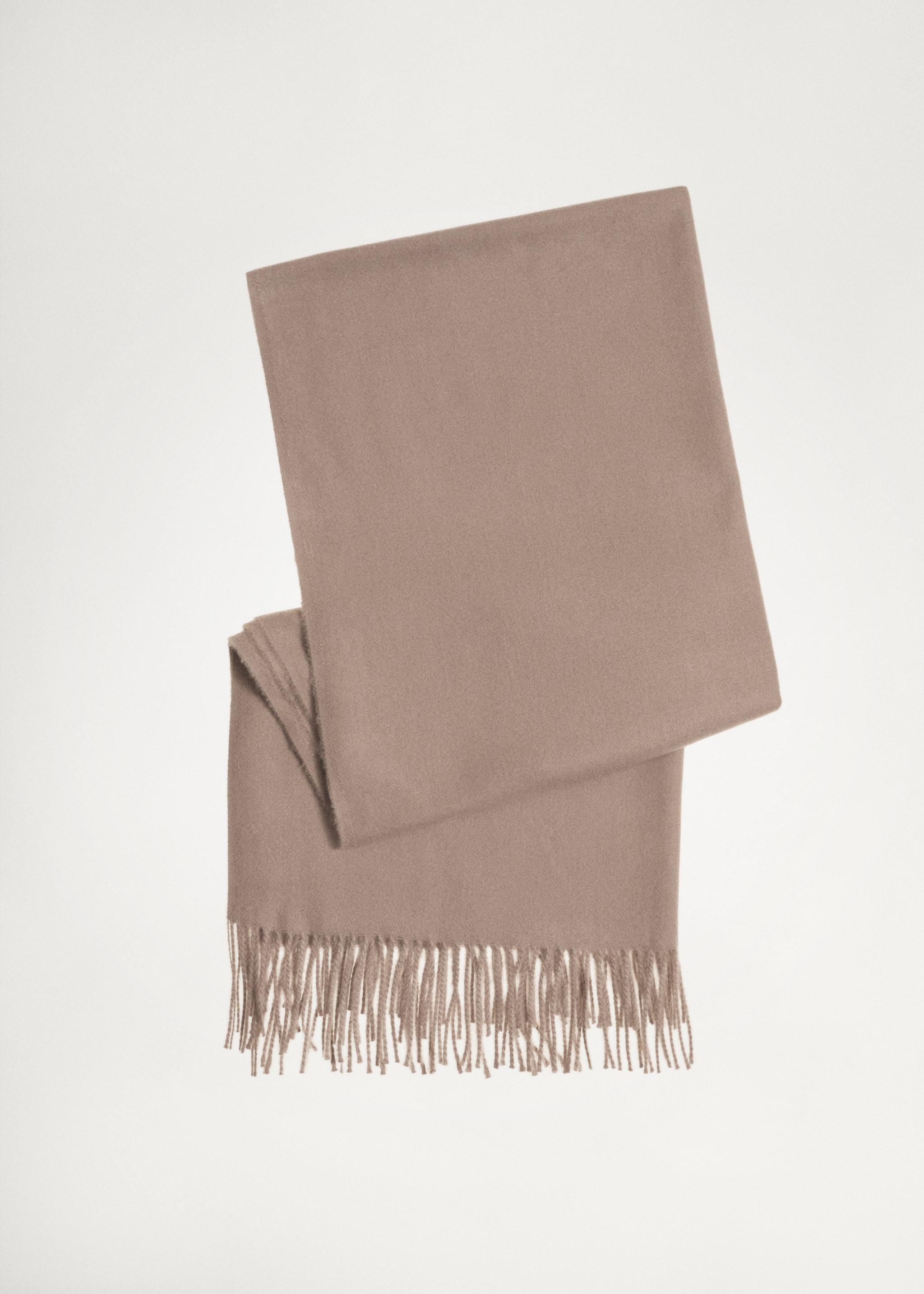 Two-tone fringed scarf - Details of the article 5, Medium Brown. Ref: 77047113-00.