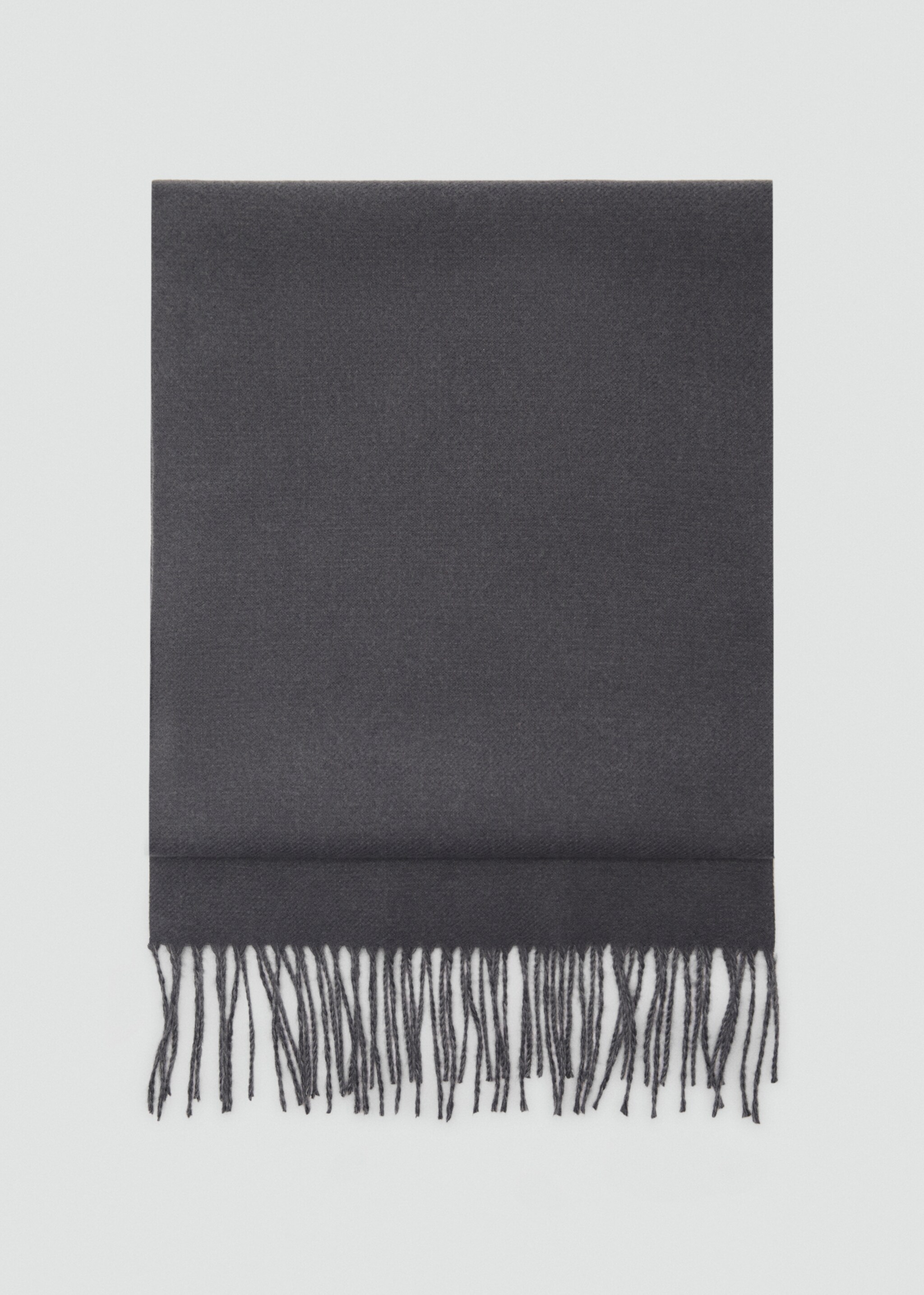 Two-tone fringed scarf - Article without model, Grey. Ref: 77047113-00.