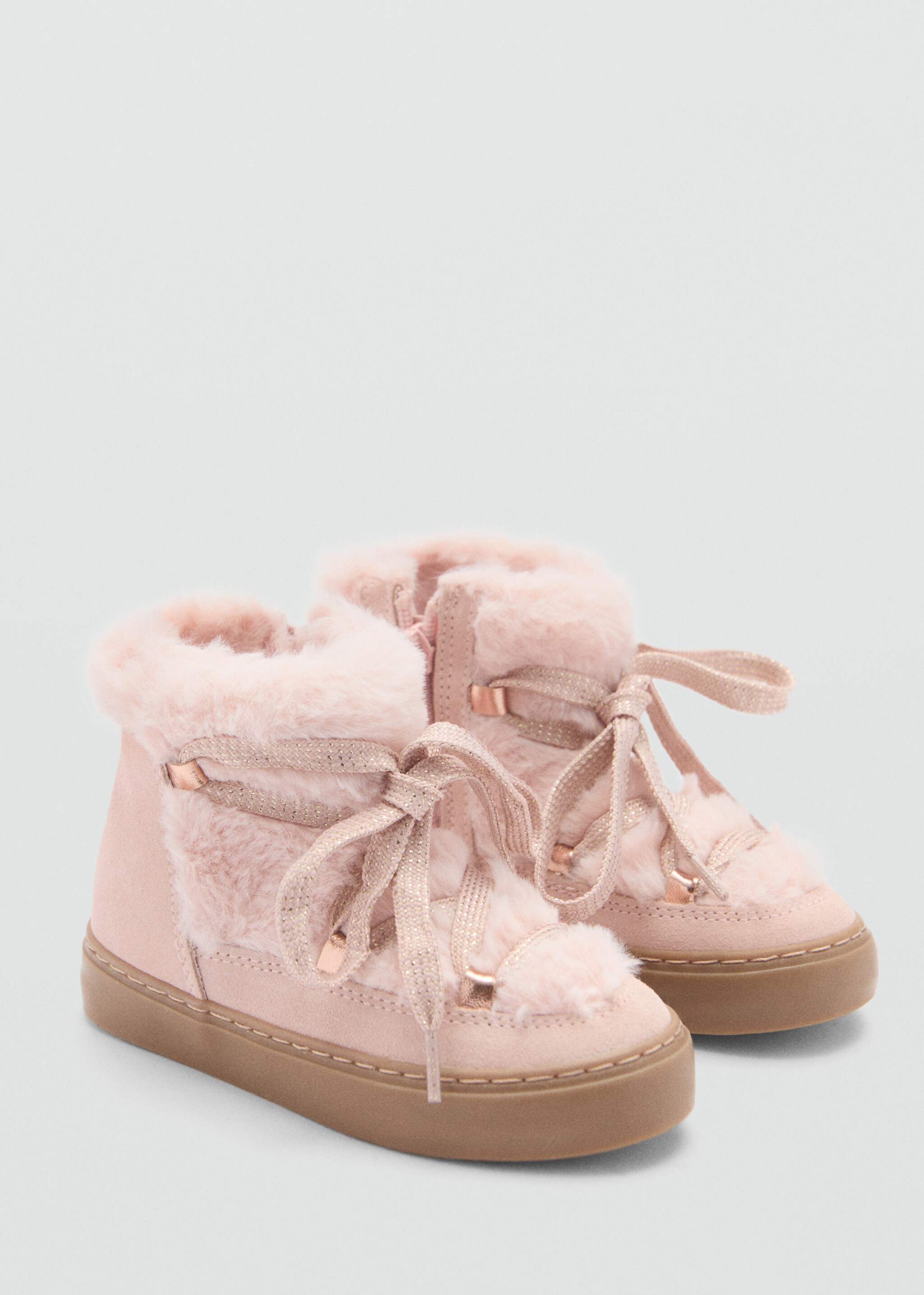 Stiefelette mit Fell-Kordel - Mittlere Ansicht, Rosa. Ref: 77047117-00.