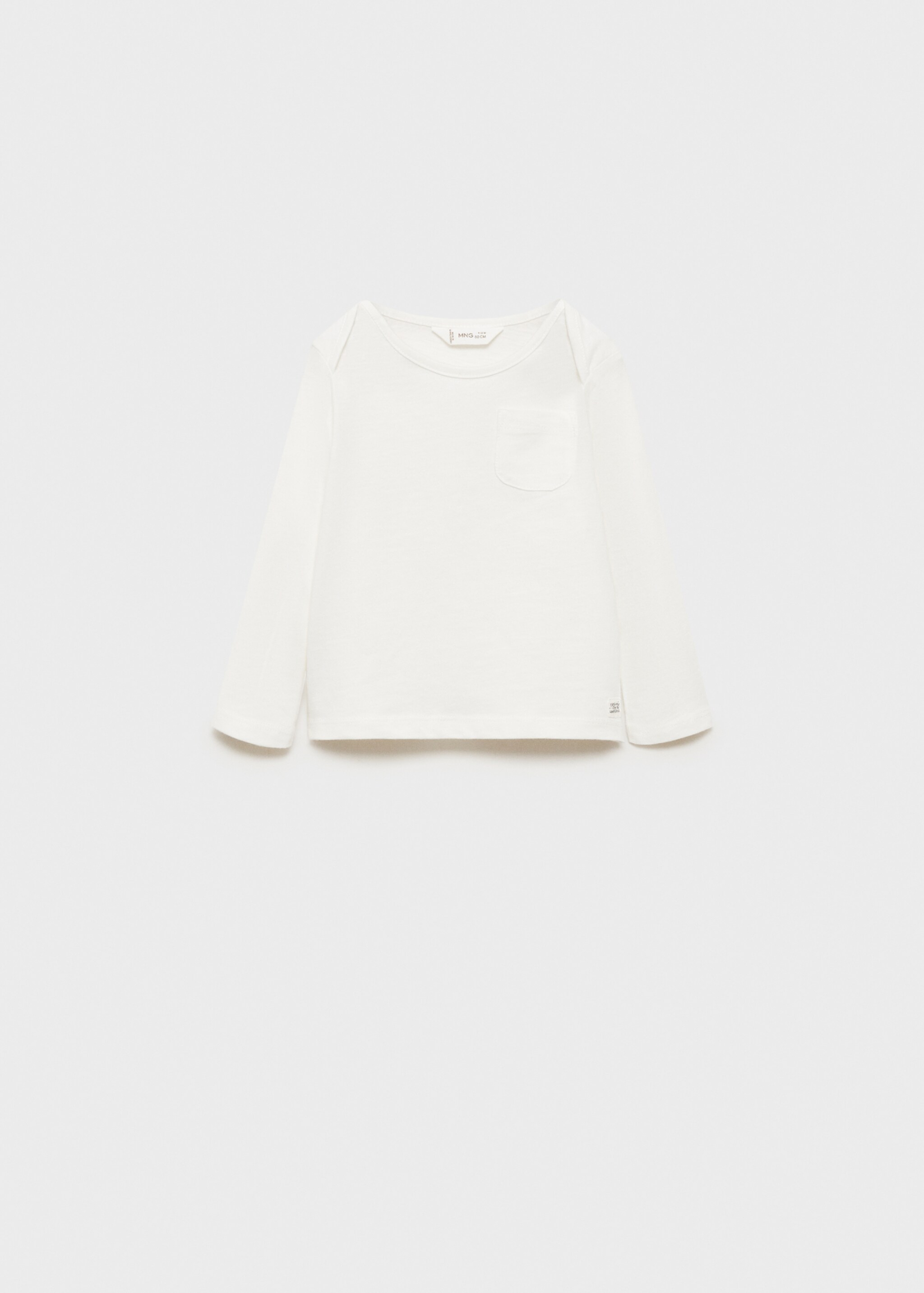 Long-sleeved t-shirt with pocket - Article without model, Off White. Ref: 77047118-00.