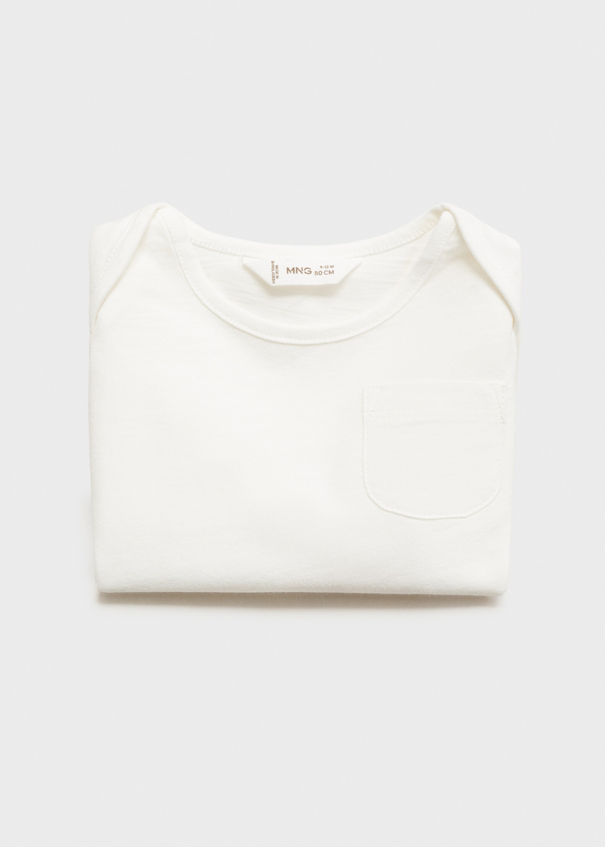 Long-sleeved t-shirt with pocket - Details of the article 8, Off White. Ref: 77047118-00.