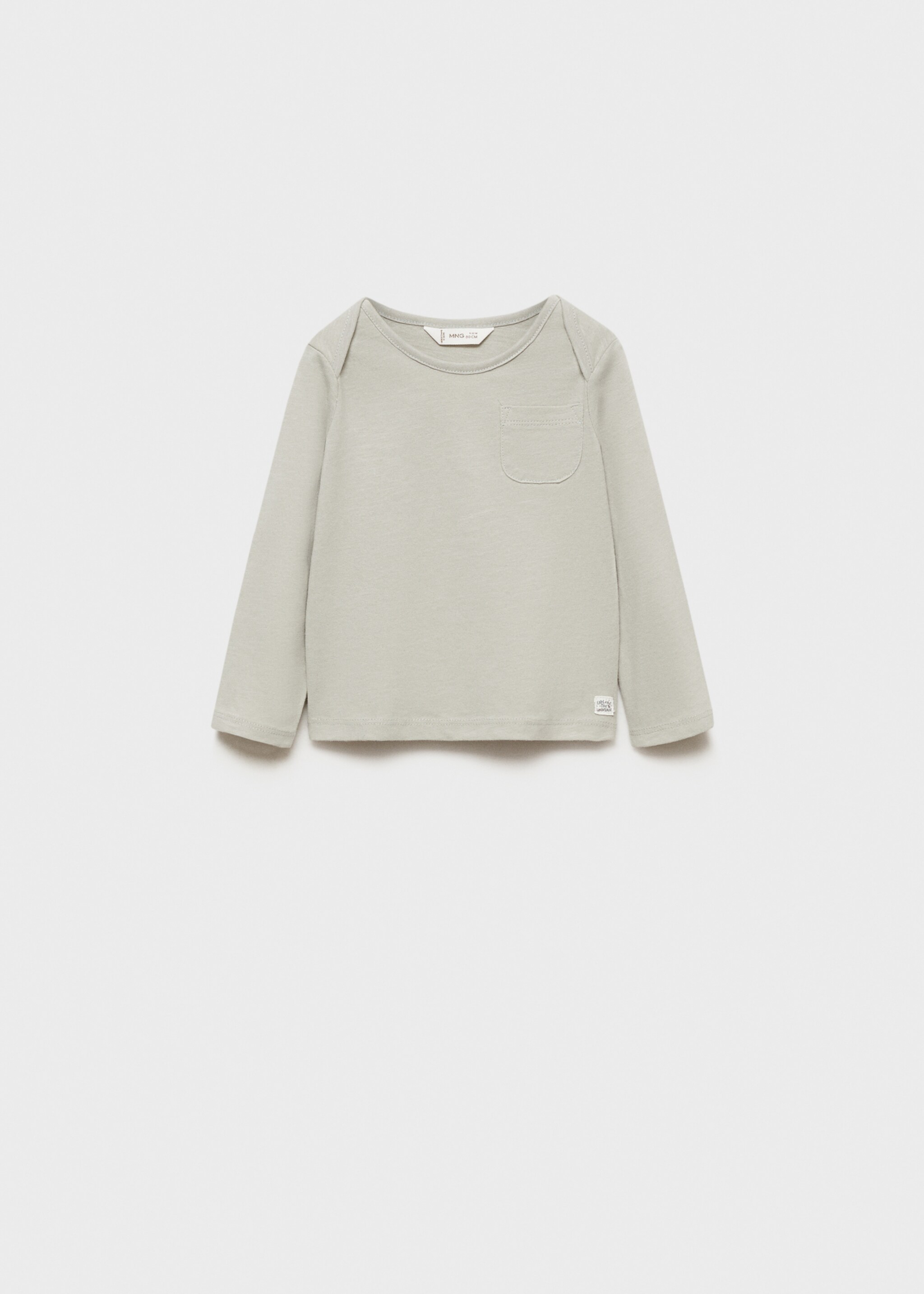 Langarm-T-Shirt mit Tasche - Artikel ohne Model, Mittelgrau meliert. Ref: 77047118-00.