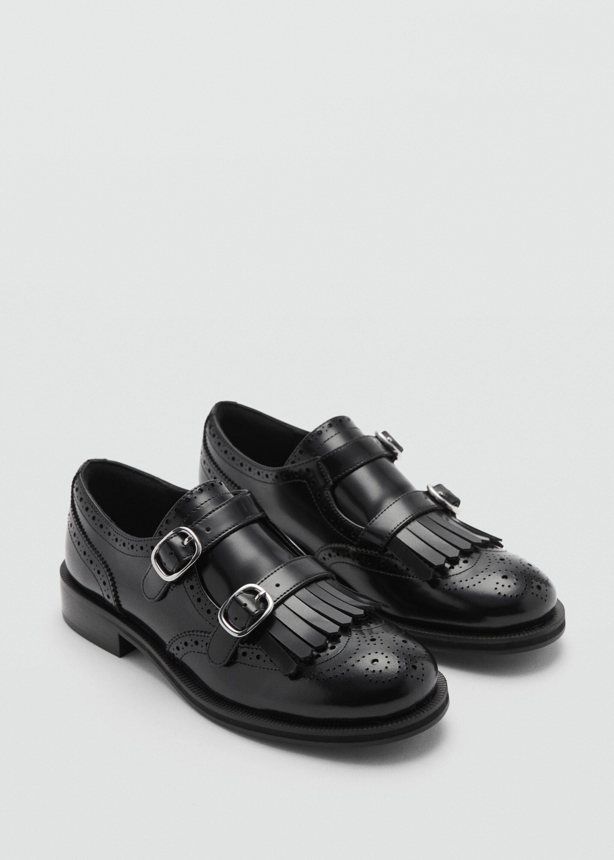 Leather loafers with metallic detail - Medium plane, Black. Ref: 77047124-00.