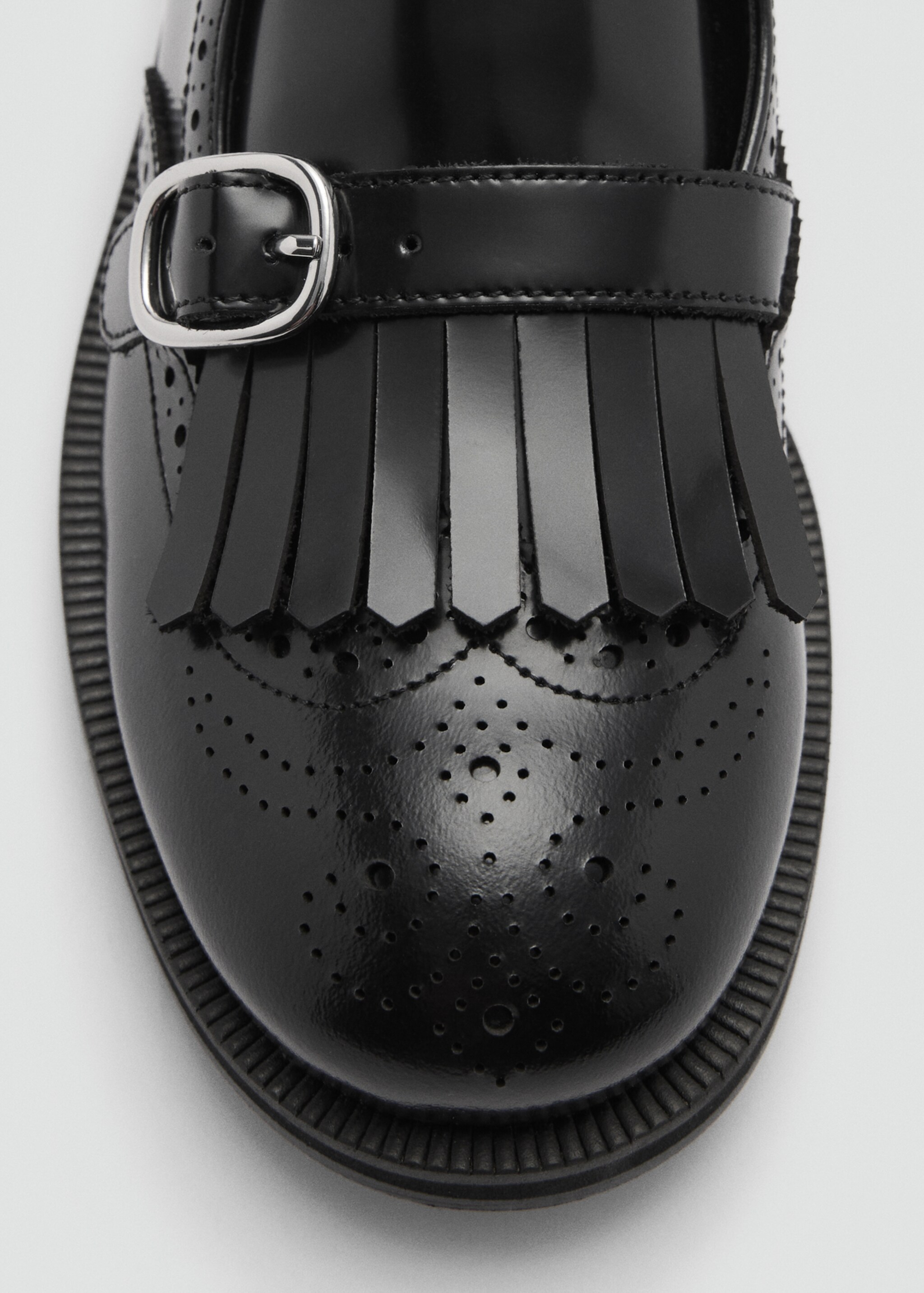 Leather loafers with metallic detail - Details of the article 2, Black. Ref: 77047124-00.