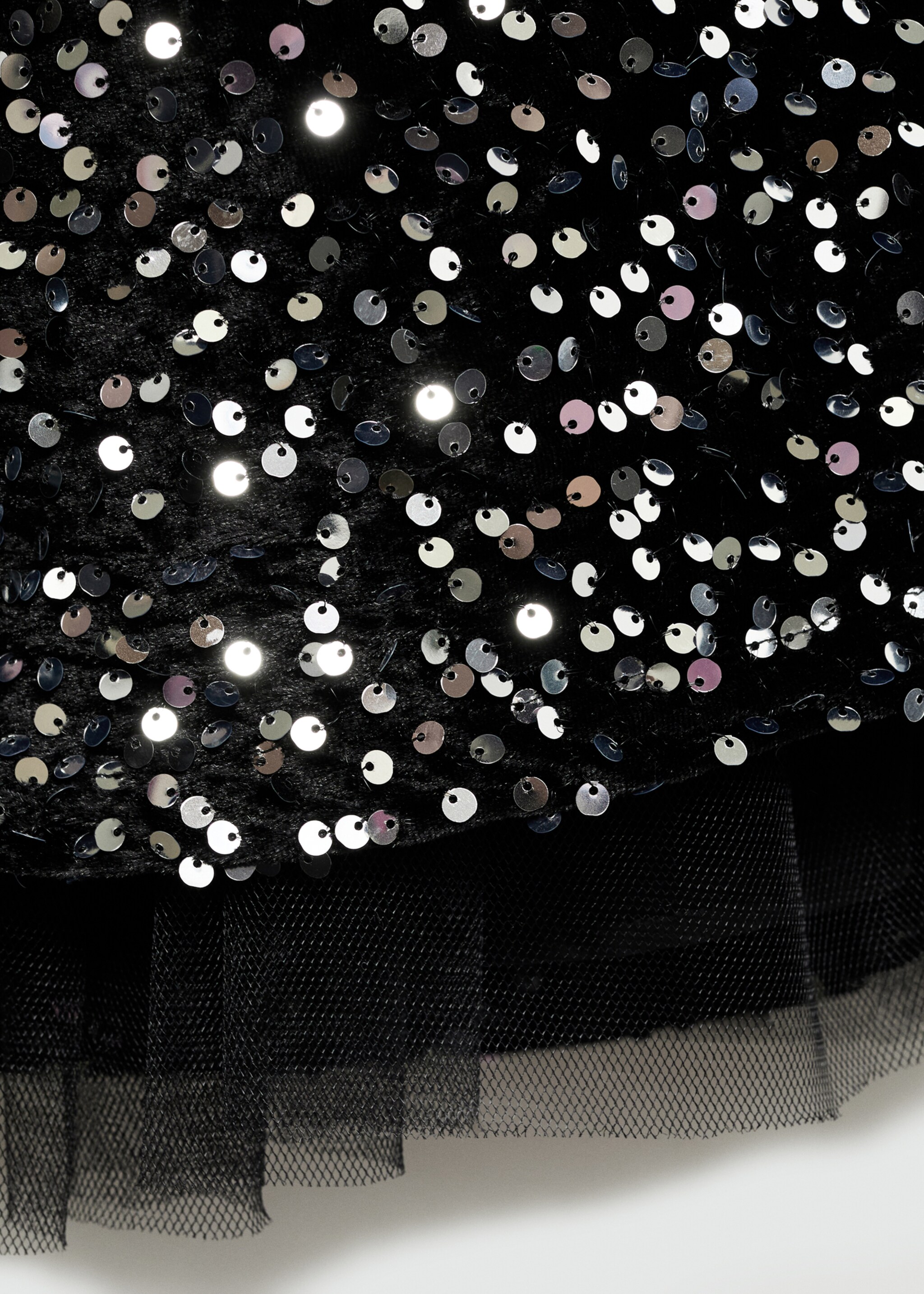 Velvet sequin skirt - Details of the article 0, Black. Ref: 77047125-00.