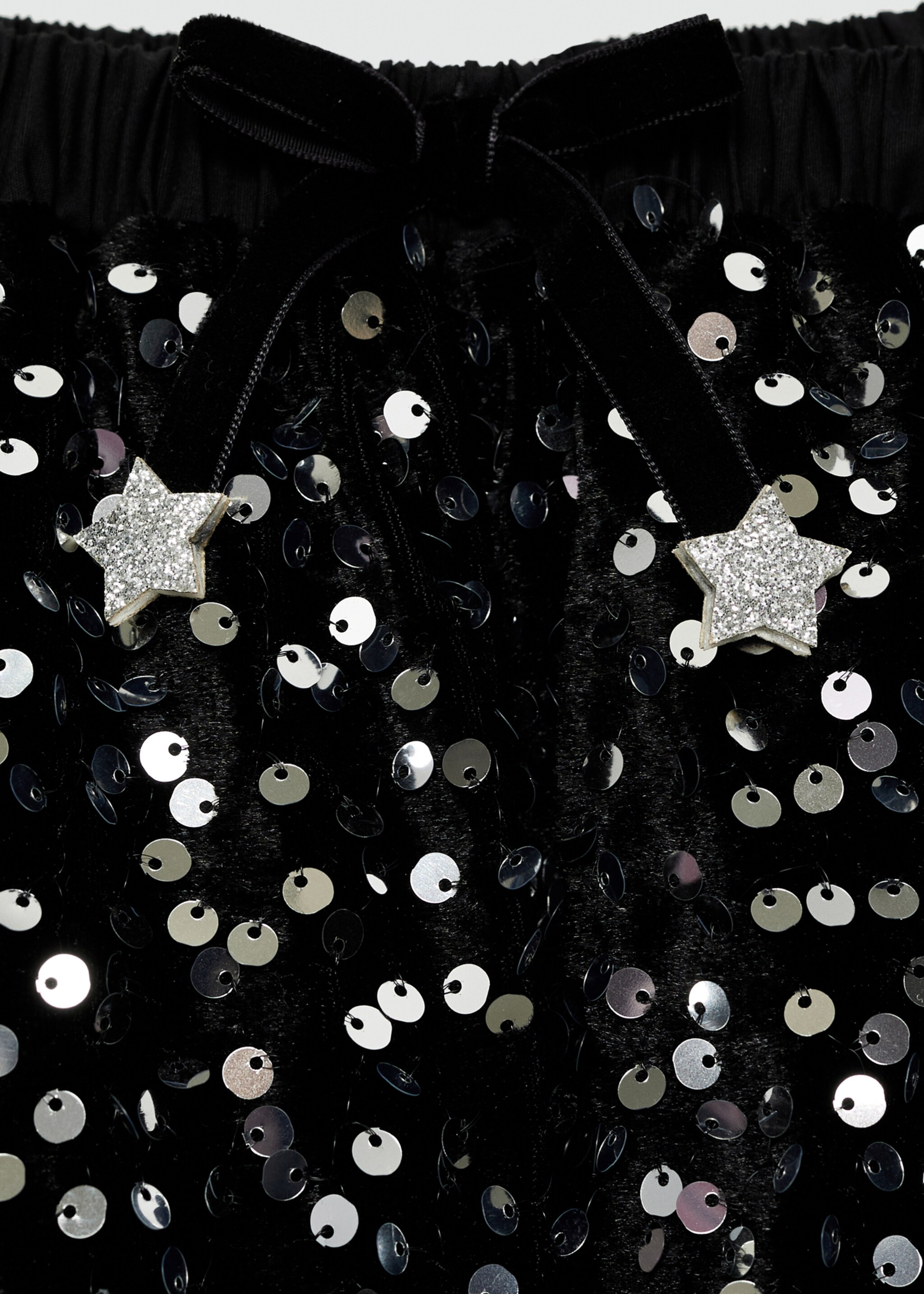 Velvet sequin skirt - Details of the article 8, Black. Ref: 77047125-00.