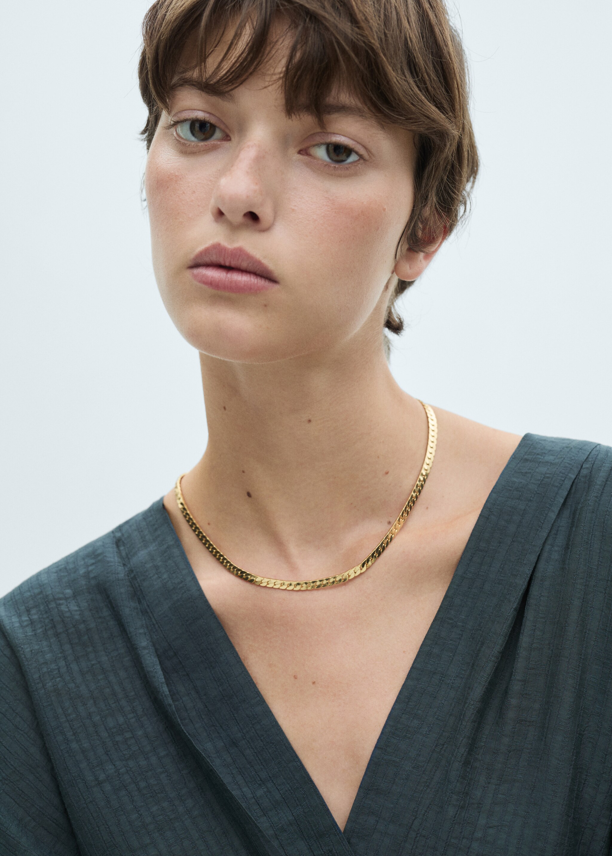 Wrap blouse with knot detail - Details of the article 1, Night Blue. Ref: 77047646-00.