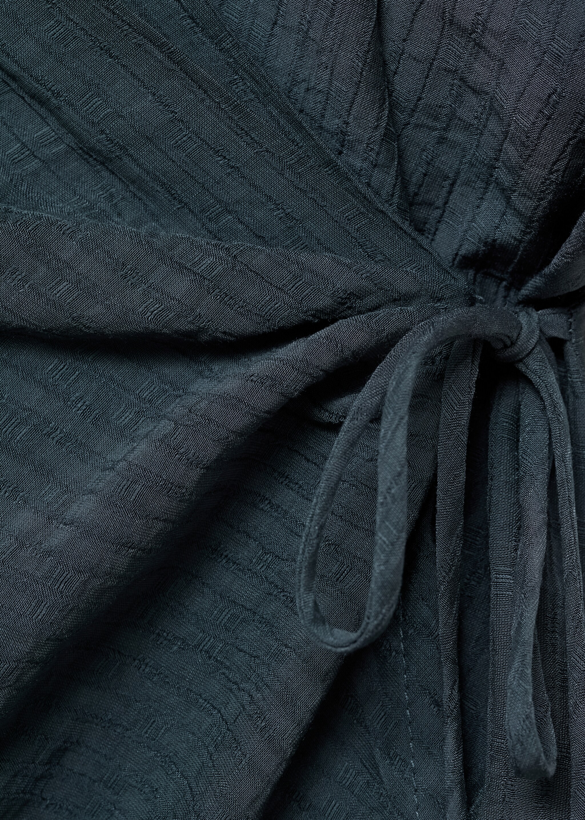 Wrap blouse with knot detail - Details of the article 8, Night Blue. Ref: 77047646-00.