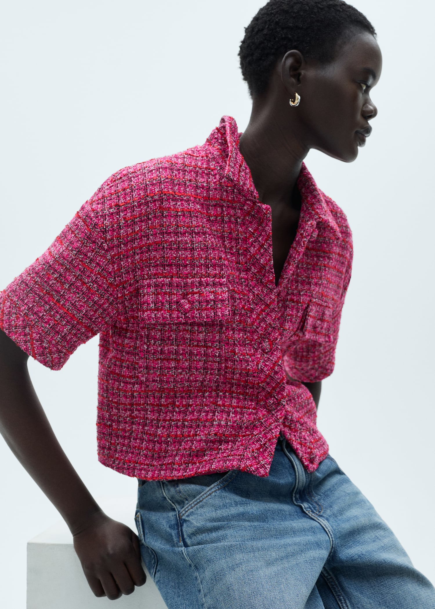 Short sleeve tweed jacket Women MANGO OUTLET Lithuania