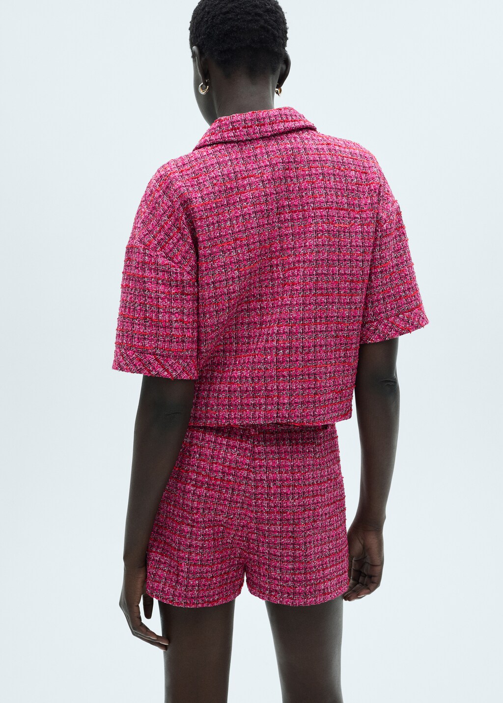 Short sleeve tweed jacket - Women | MANGO OUTLET USA