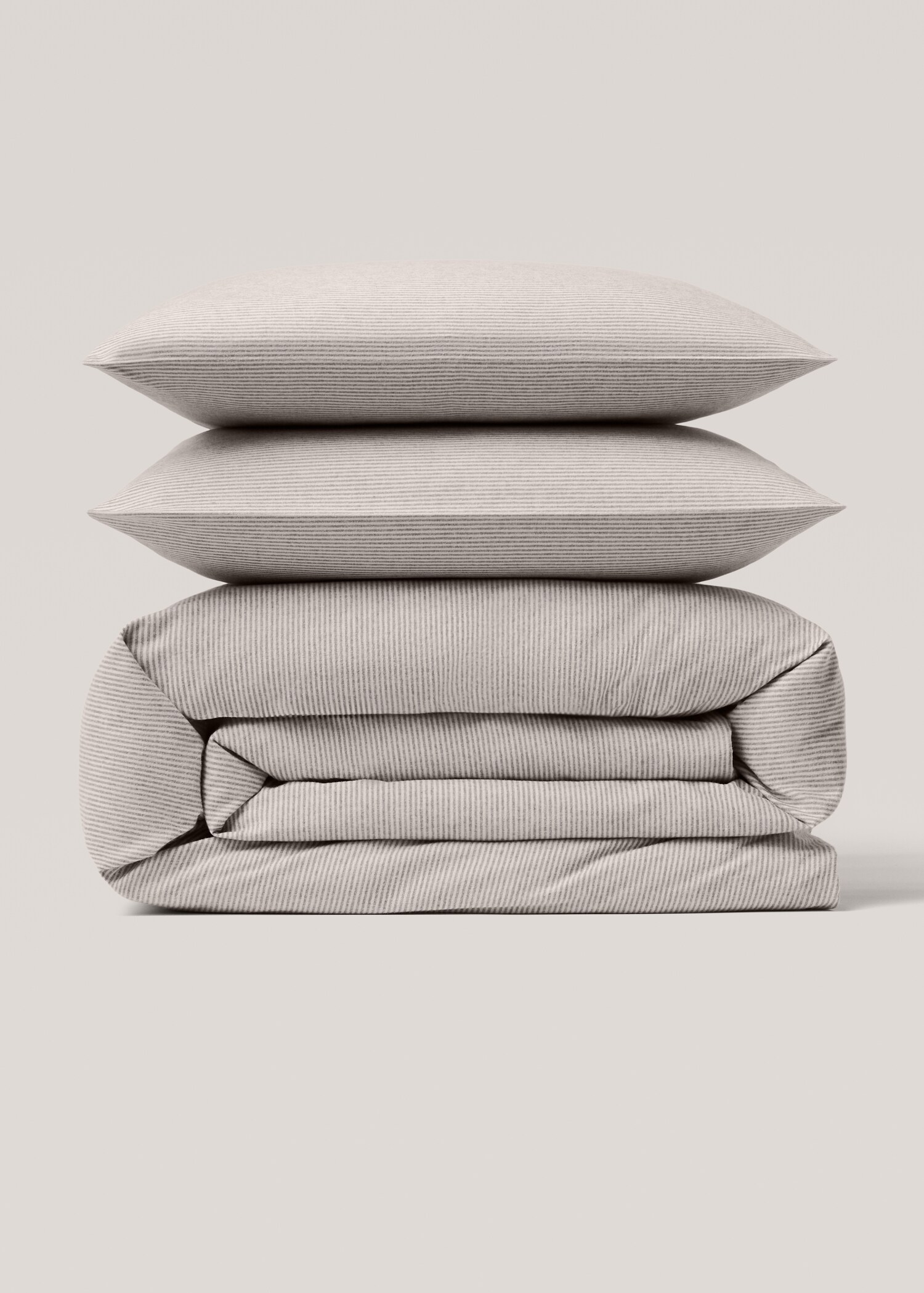 Gestreifter Bettbezug aus Baumwoll-Flanell für 180 cm Bett - Artikel ohne Model