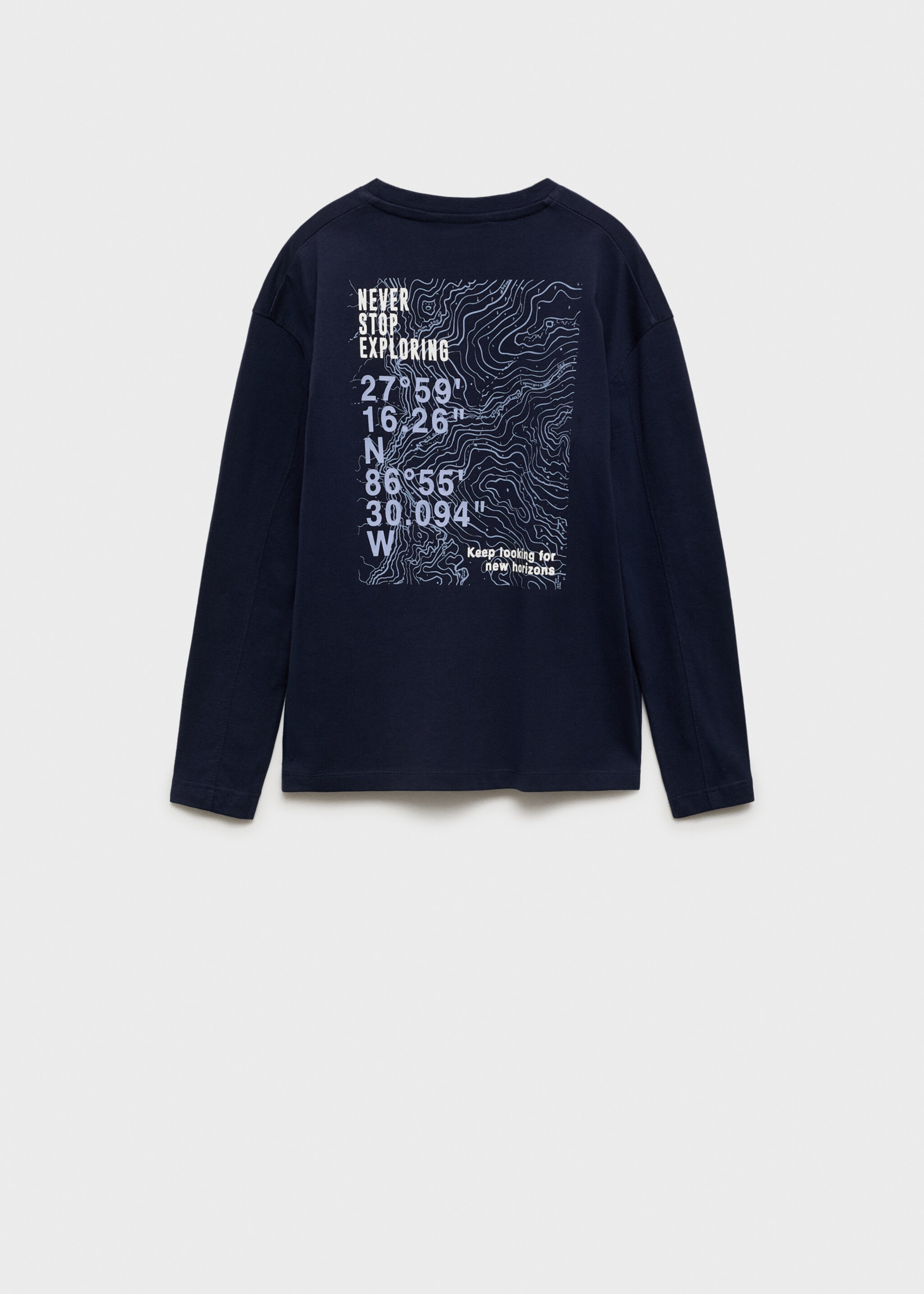 Printed long sleeve t-shirt - Reverse of the article, Dark Navy. Ref: 77047670-00.