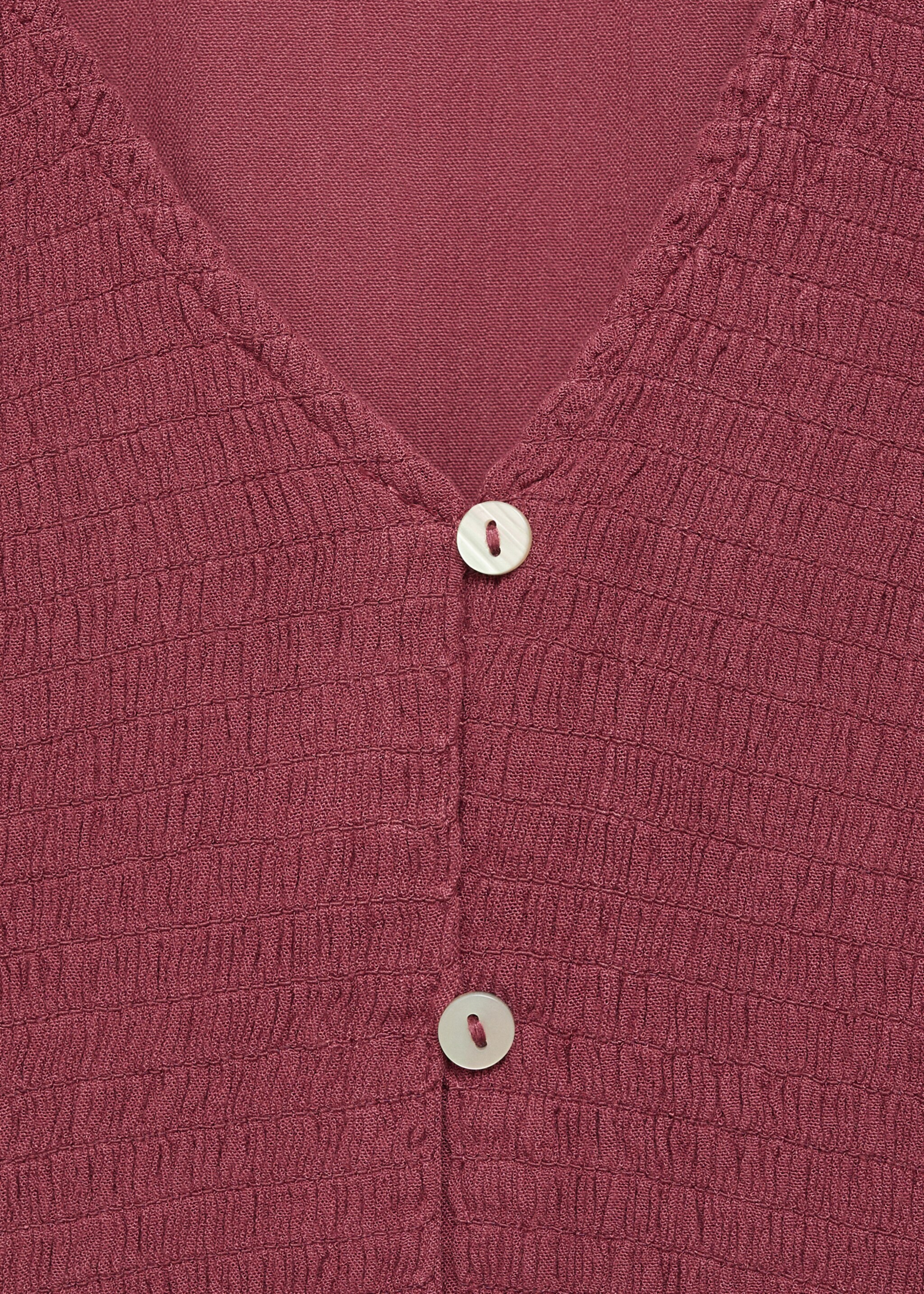 Fließende Bluse mit Raff-Details - Detail des Artikels 8, Weinrot. Ref: 77047672-00.