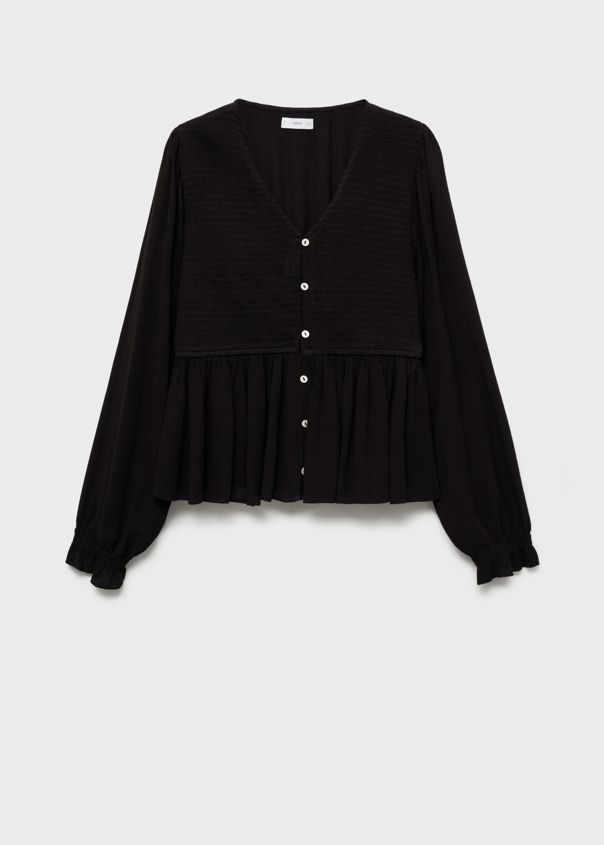 Fließende Bluse mit Raff-Details - Artikel ohne Model, Schwarz. Ref: 77047672-00.