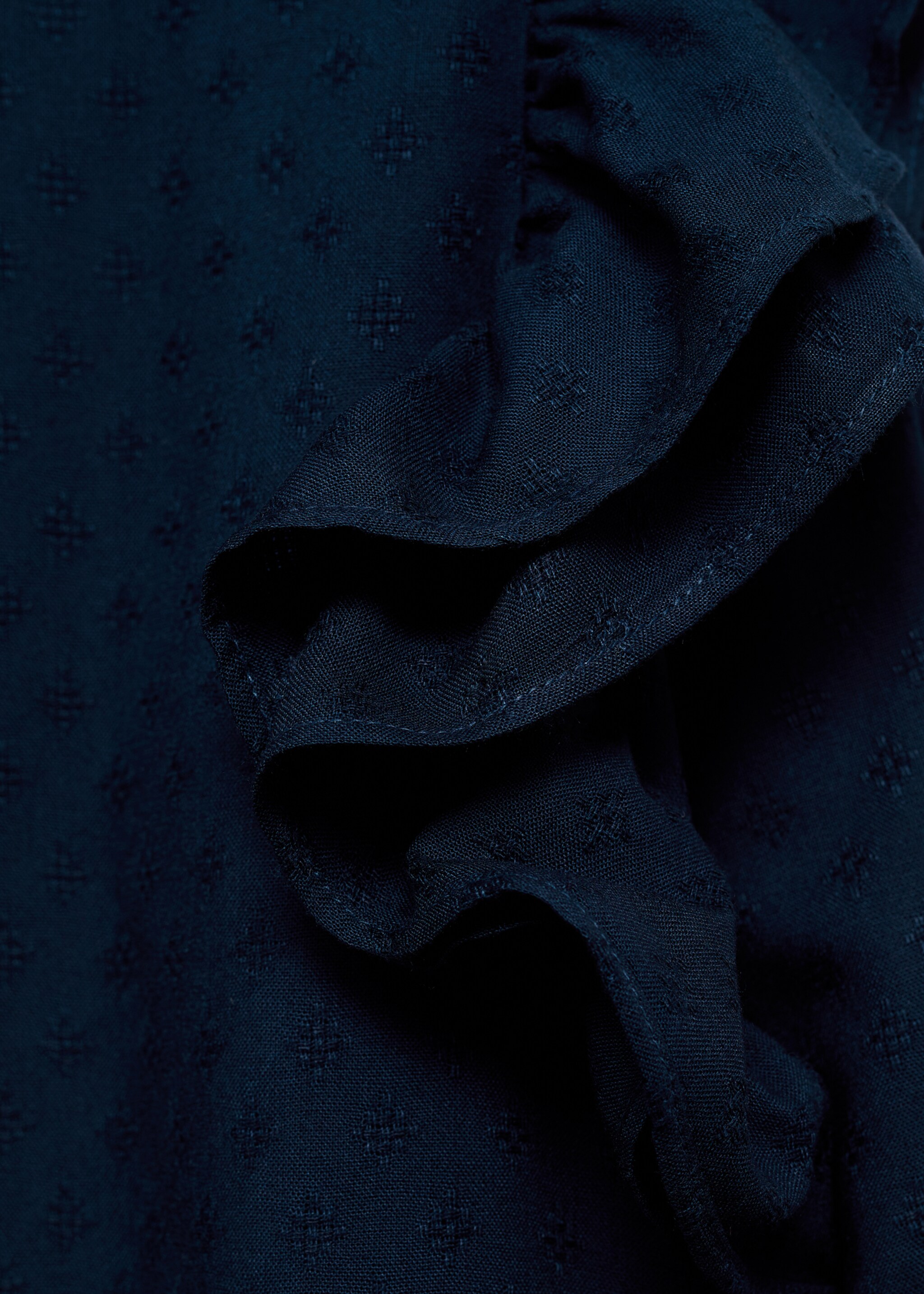 Frills embroidered shirt - Details of the article 8, Dark Navy. Ref: 77047674-00.