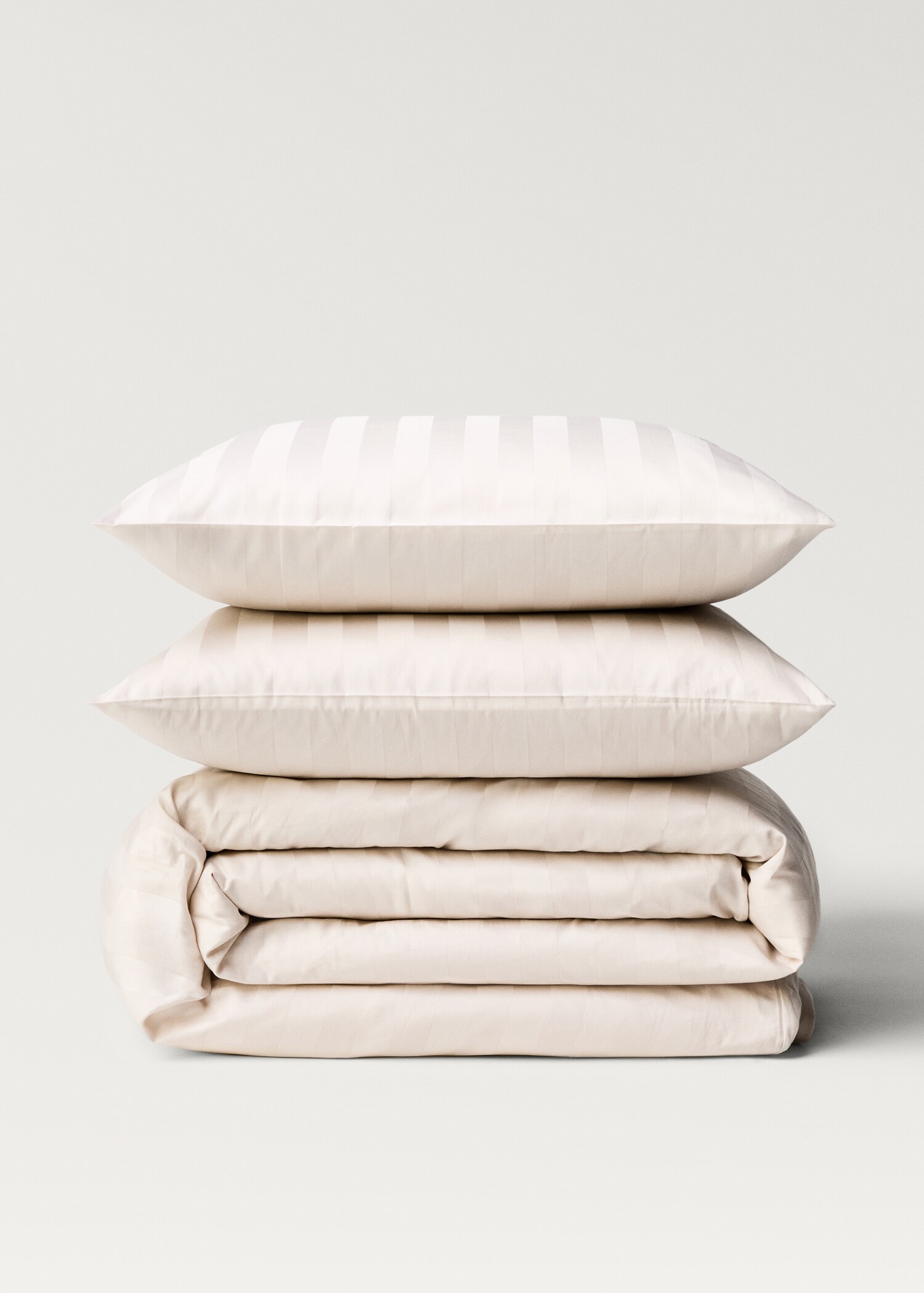 Satin cotton jacquard striped duvet cover King bed - Article without model