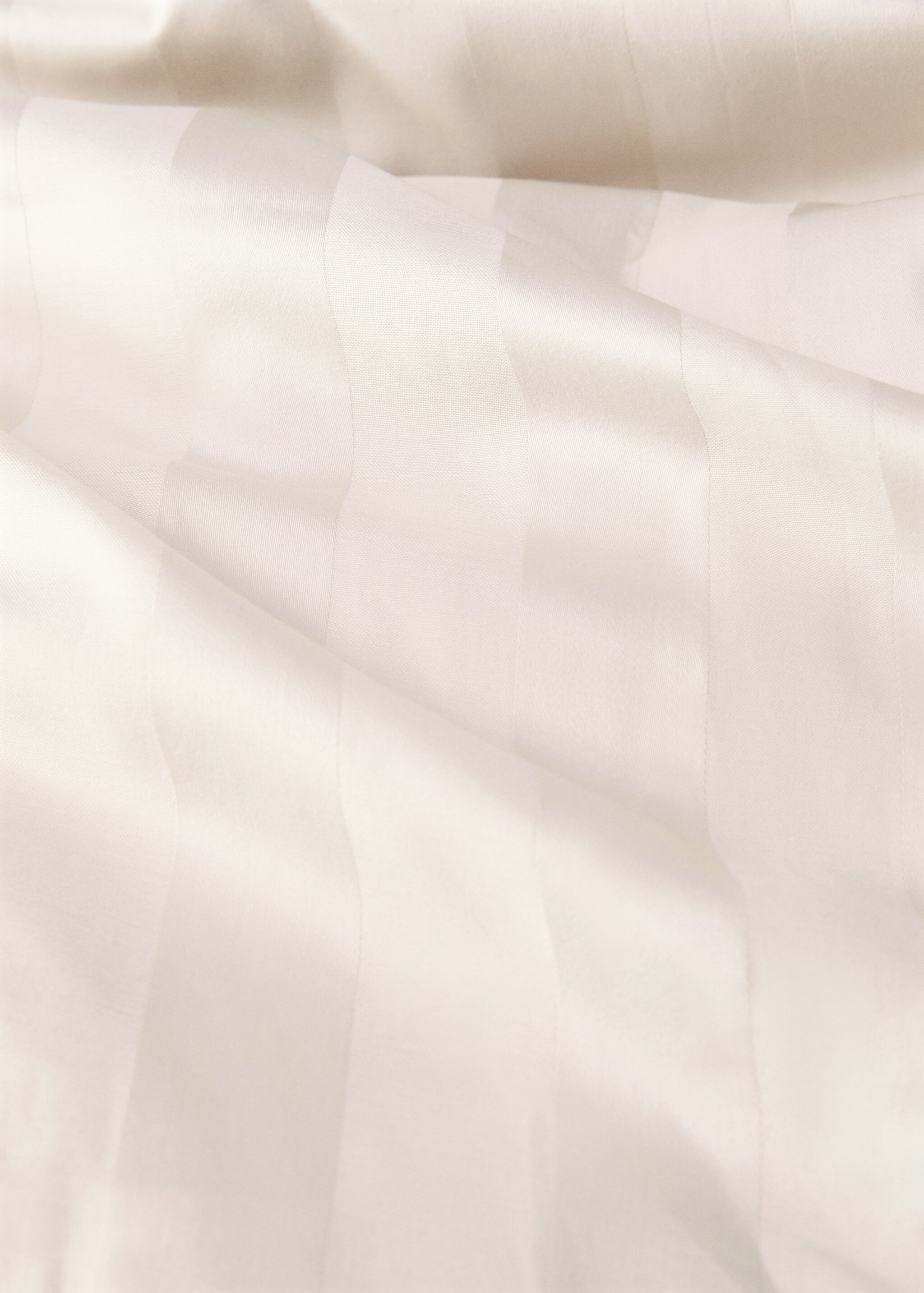 Satin cotton jacquard striped duvet cover King bed - Details of the article 1, Beige. Ref: 77047680-00.