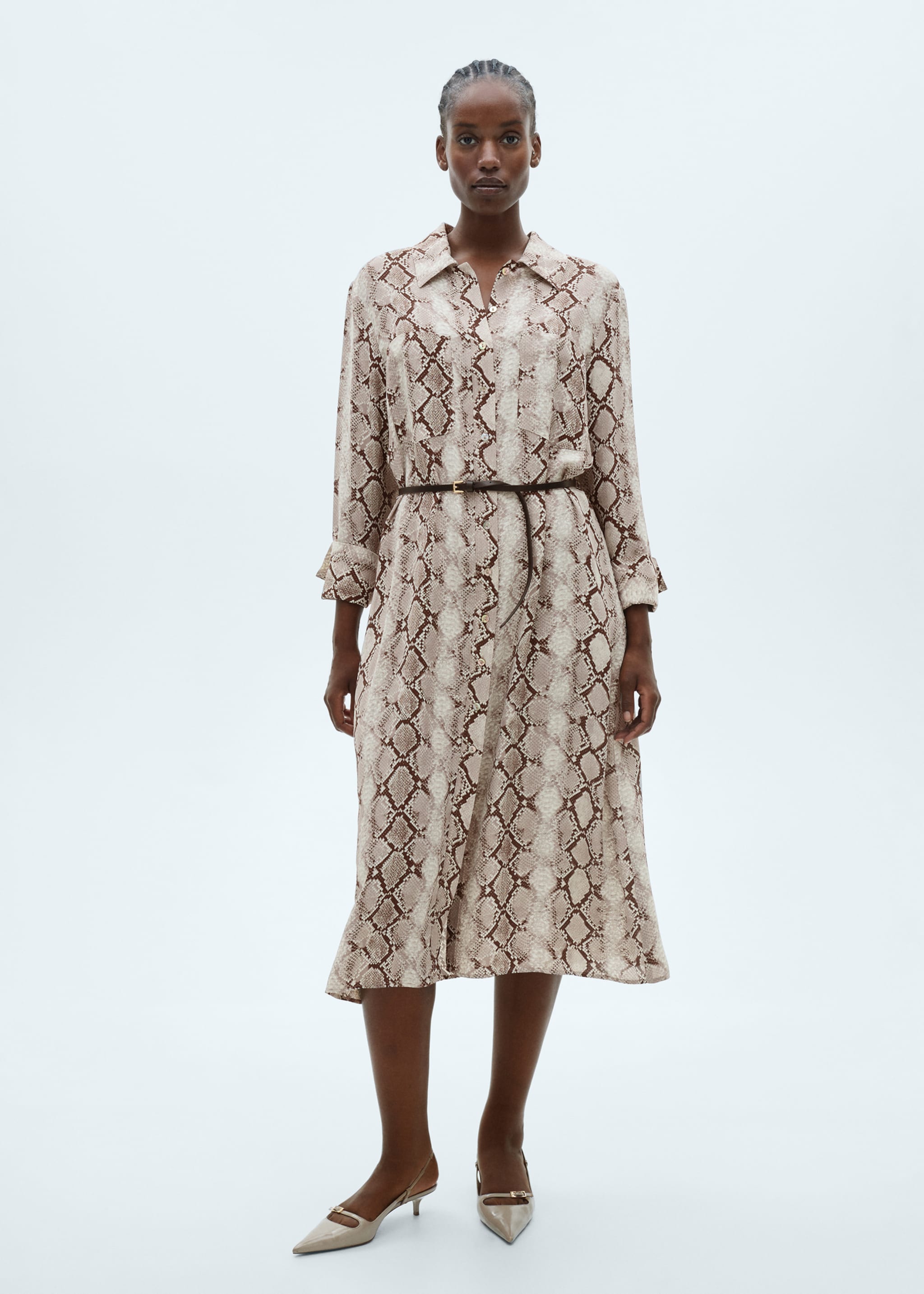 Hemdkleid mit Schlangenmuster - Detail des Artikels 3, Braun. Ref: 77047686-00.