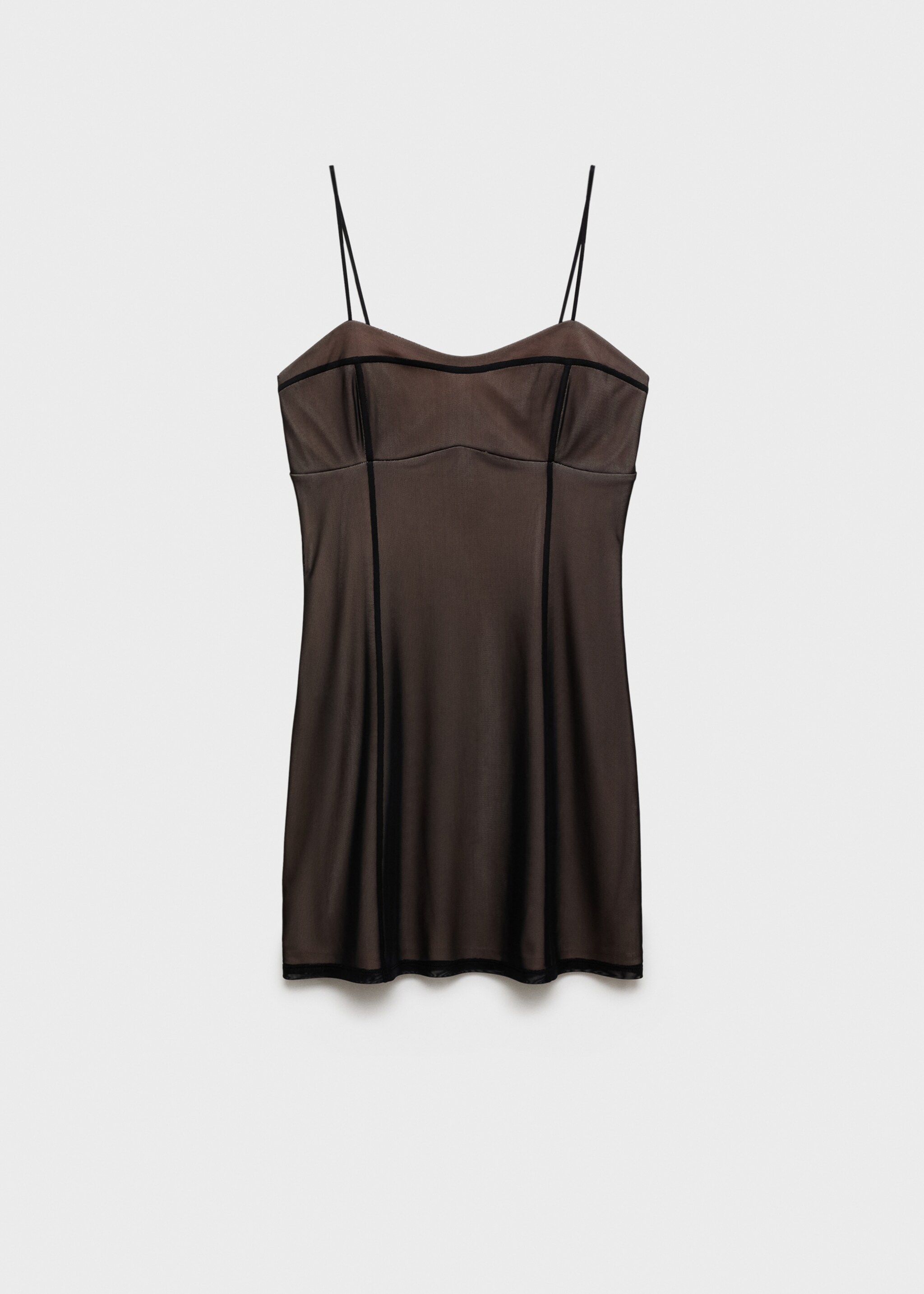 Vestit curt de llenceria mesh - Article sense model, Negre. Ref: 77047687-00.