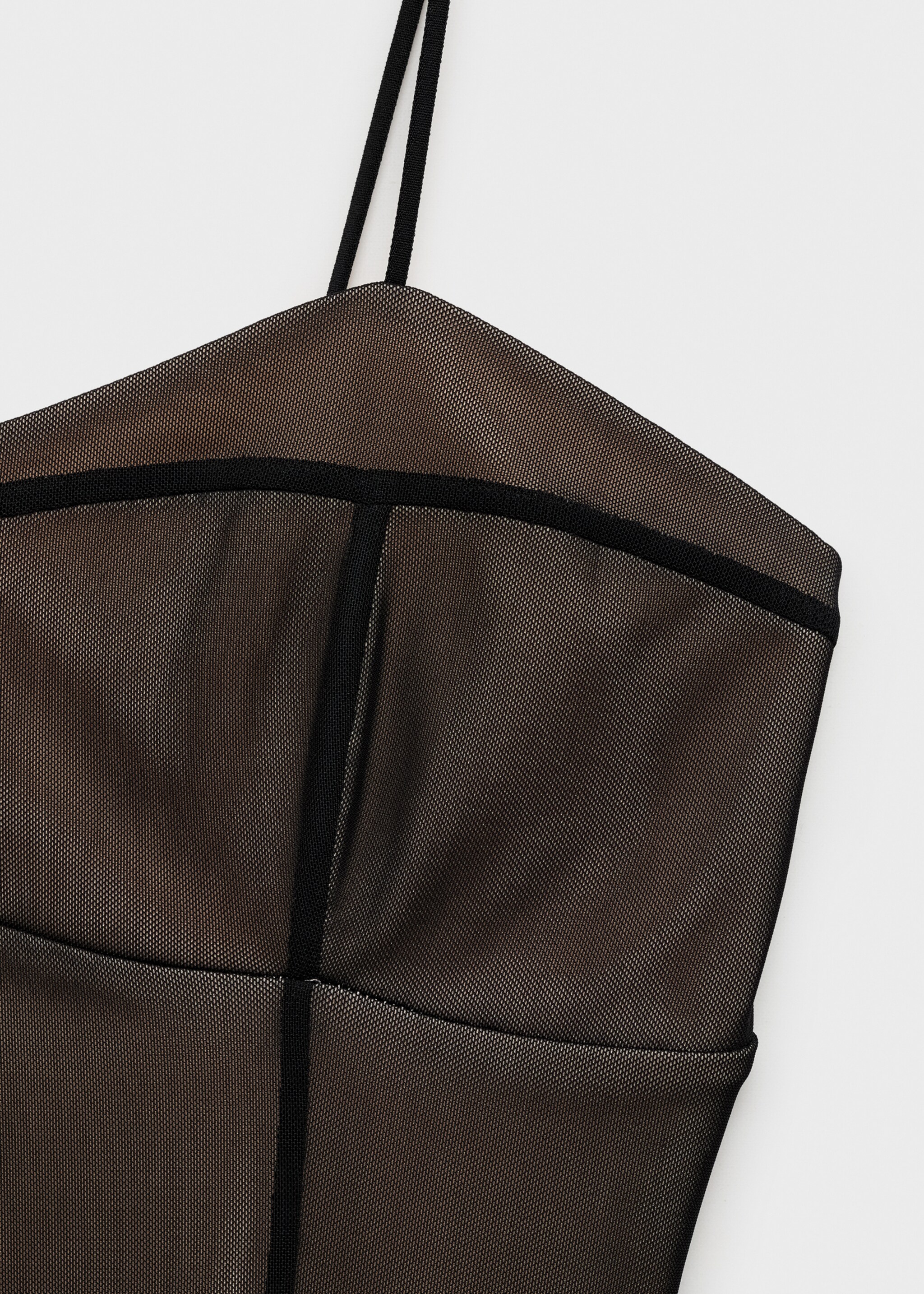 Vestit curt de llenceria mesh - Detall de l'article 8, Negre. Ref: 77047687-00.