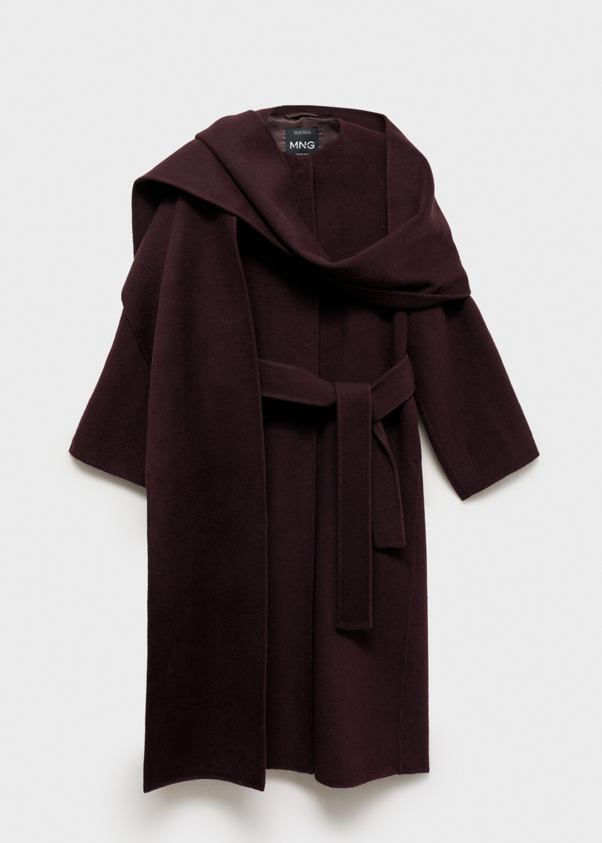 Manteau laine écharpe amovible - Article sans modèle, Grenat. Ref: 77047688-00.