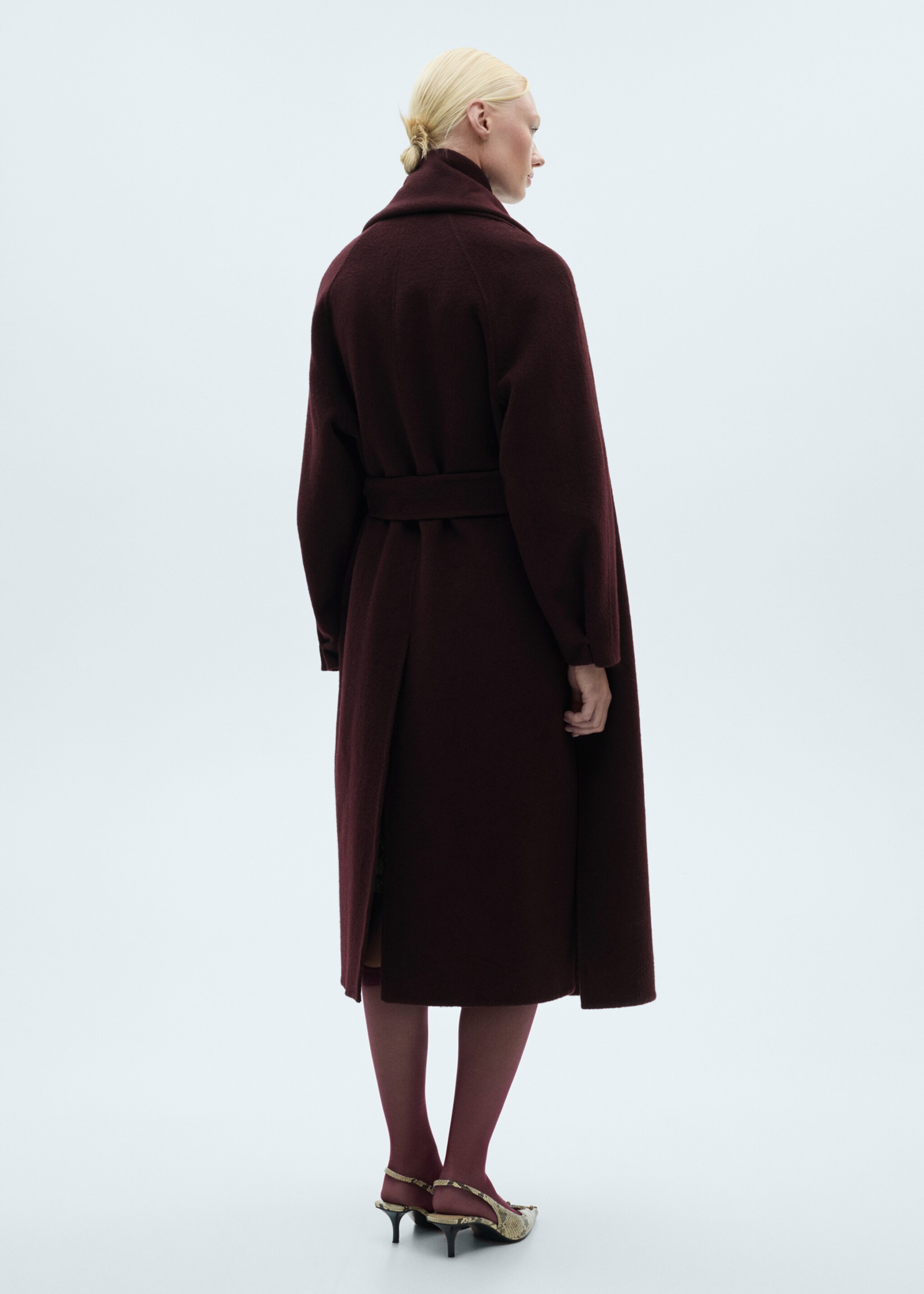 Manteau laine écharpe amovible - Verso de l’article, Grenat. Ref: 77047688-00.