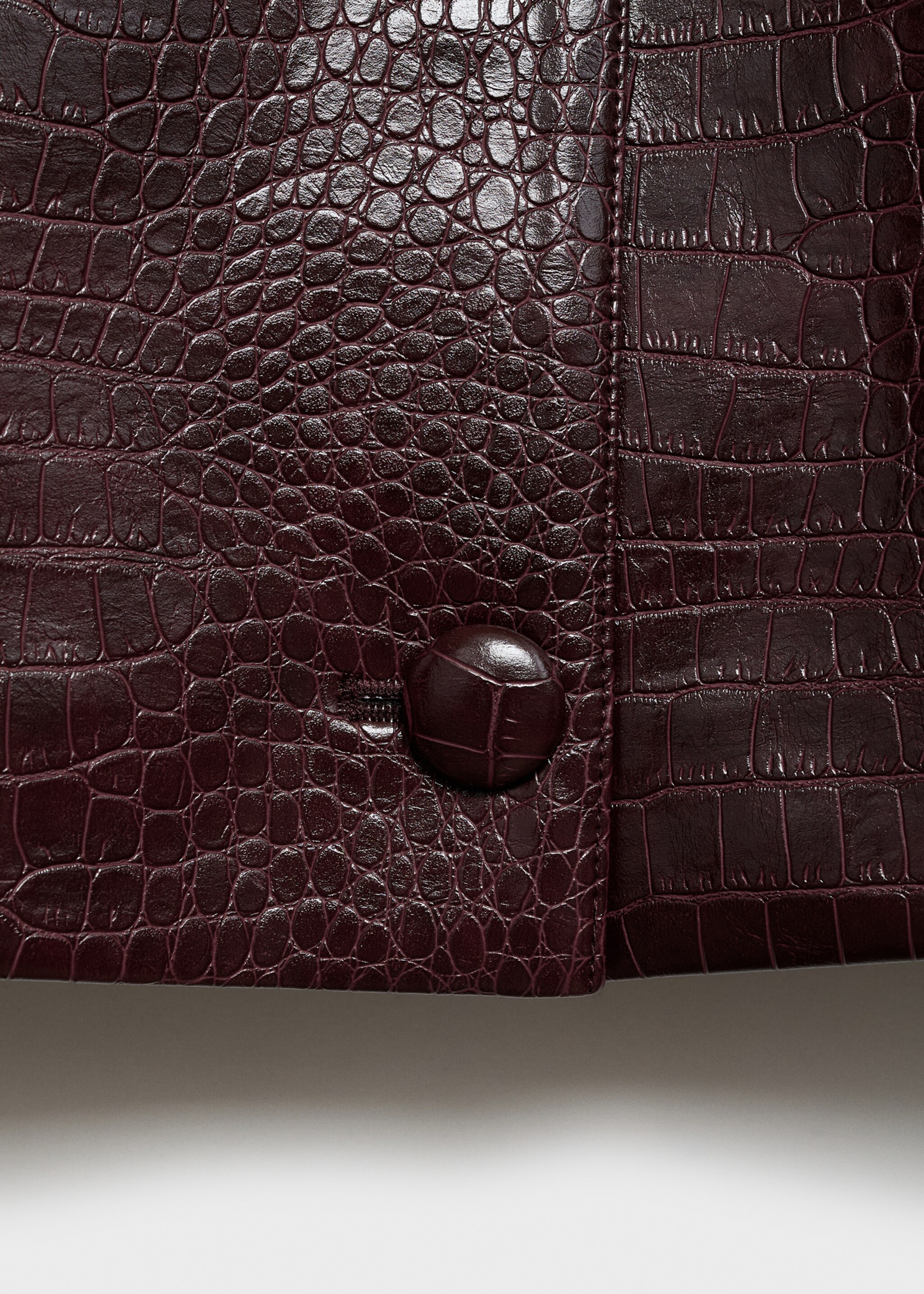 Crocodrile-effect cropped jacket - Details of the article 0, Burgundy. Ref: 77047692-00.
