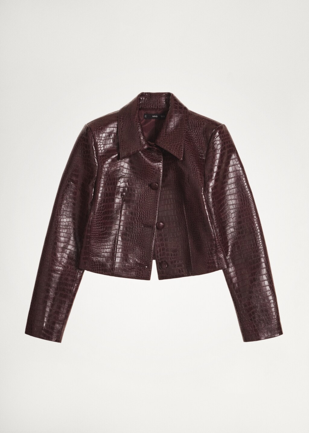 Crocodrile-effect cropped jacket - Women | MANGO OUTLET USA