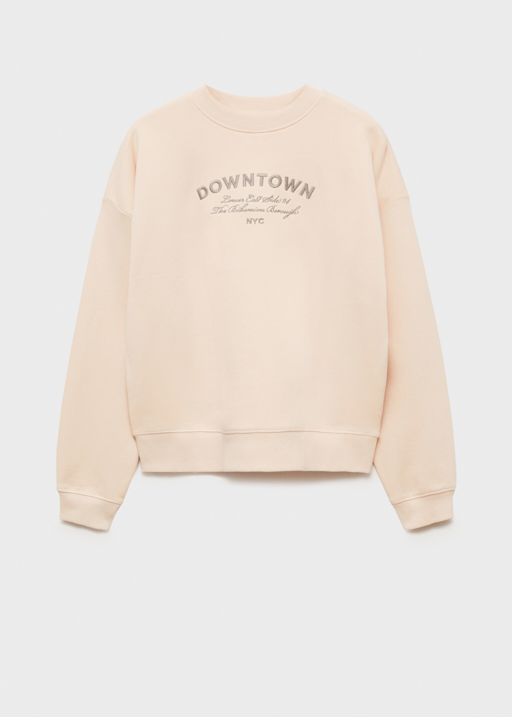 Embroidered detail cotton sweatshirt - Article without model, Ecru. Ref: 77047693-00.