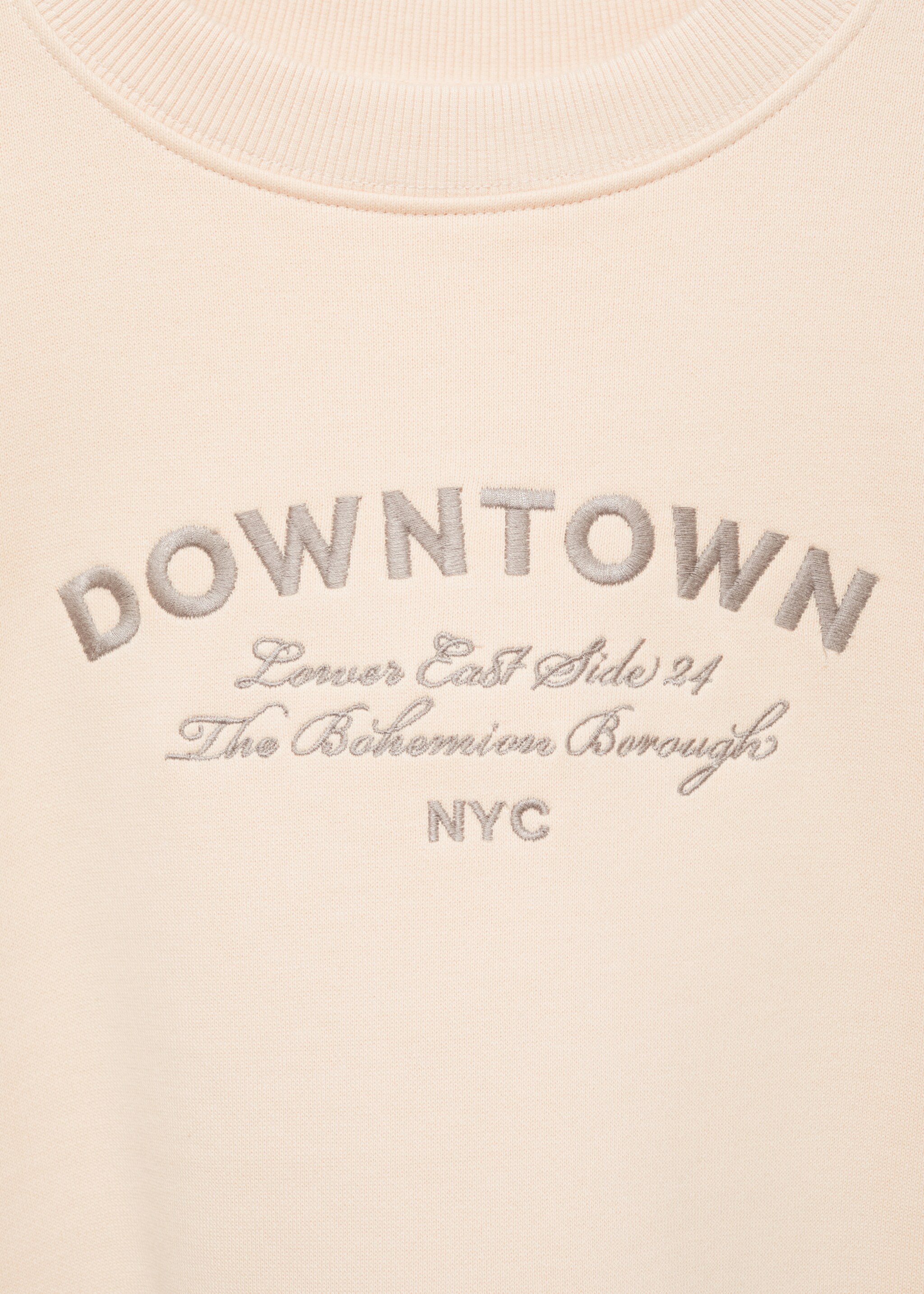 Embroidered detail cotton sweatshirt - Details of the article 8, Ecru. Ref: 77047693-00.