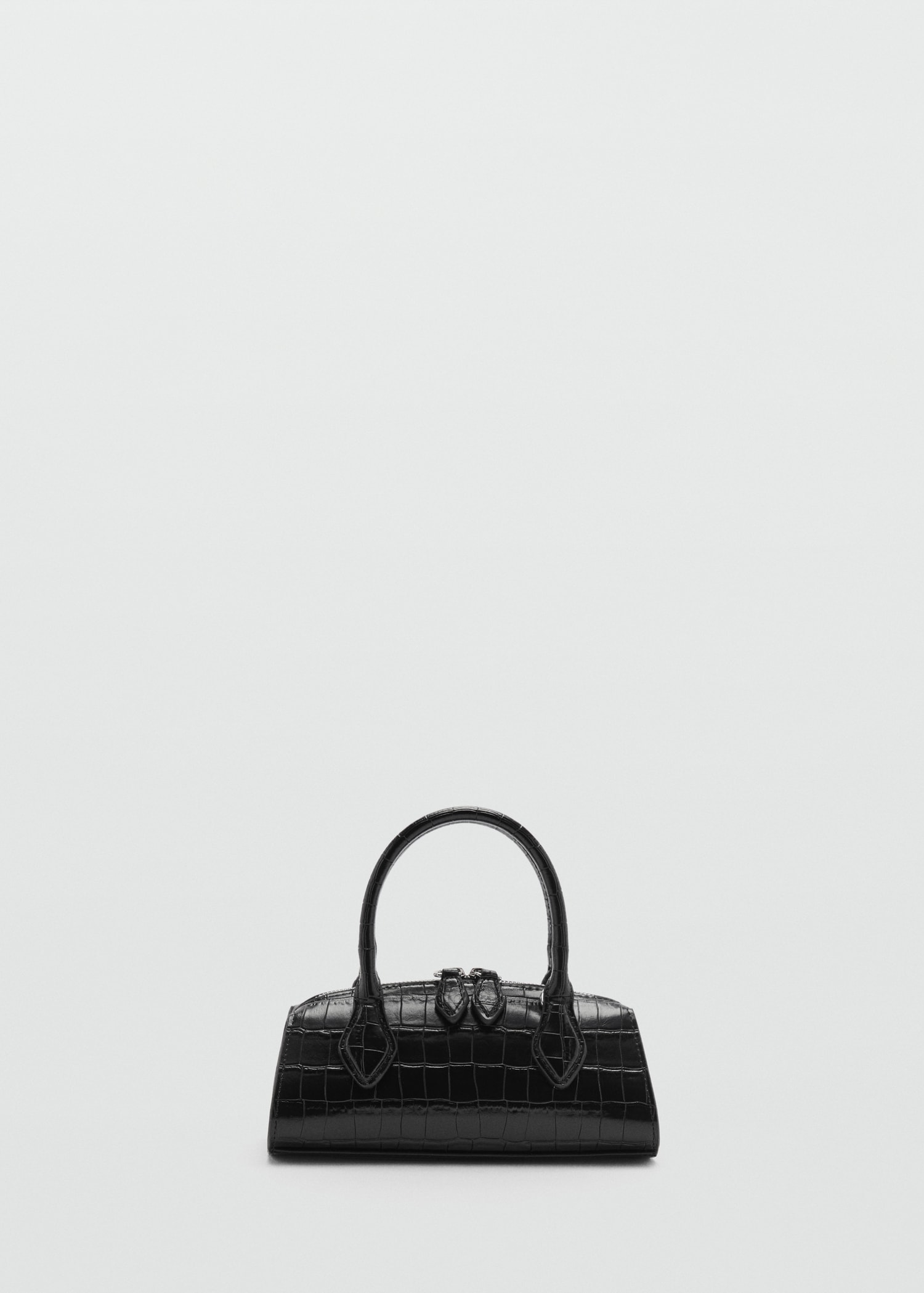 Damen Umhangetasche Mango Tasche Kroko Optik Mango Schwarze Tasche