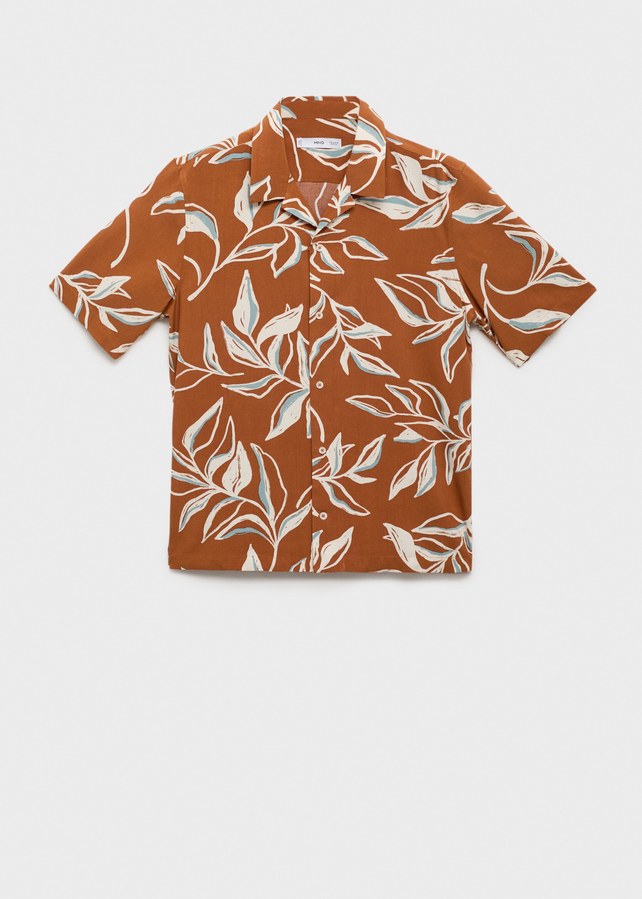Camisa regular fit com estampado havaiano - Artigo sem modelo, Castanho. Ref: 77047702-00.