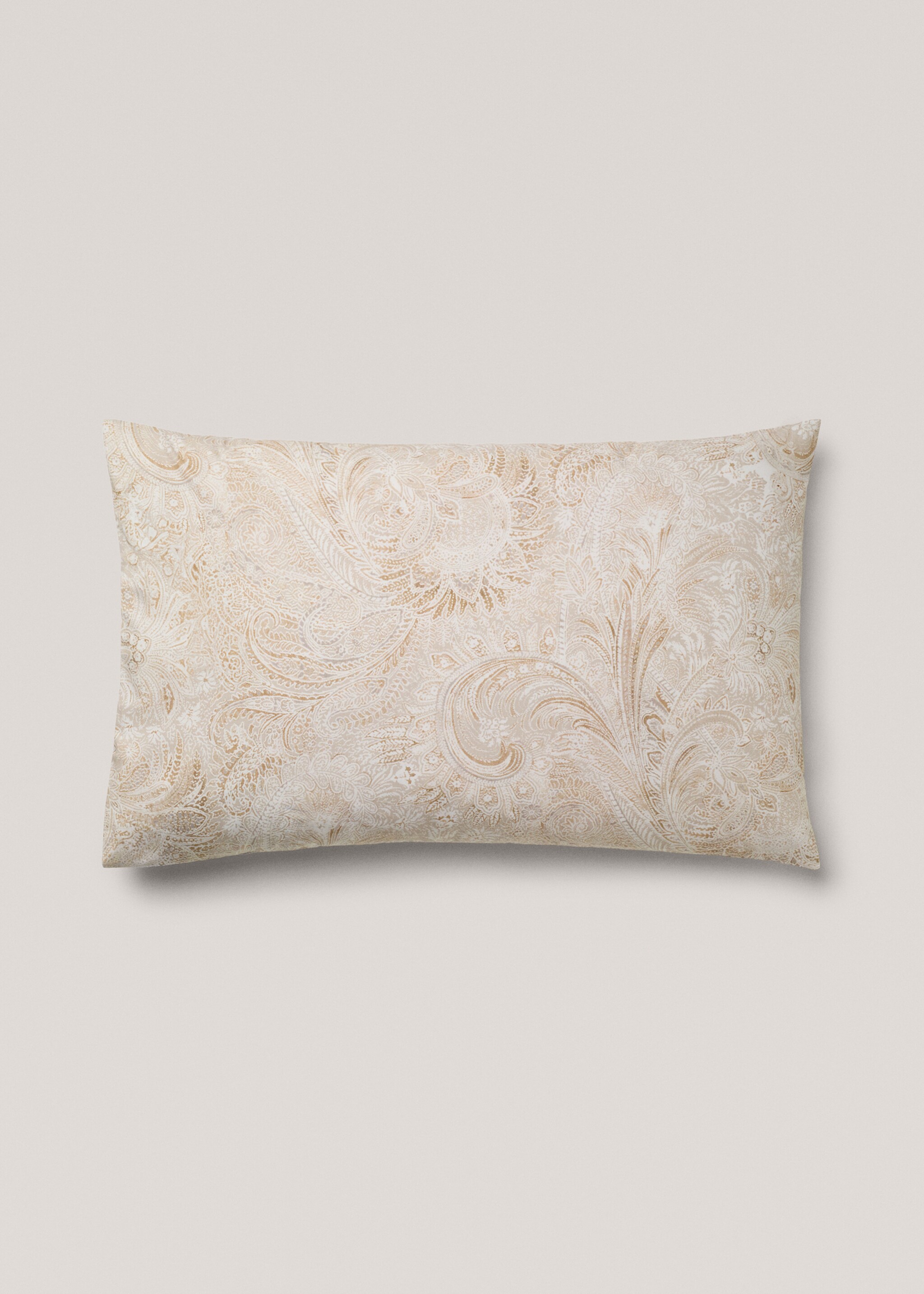 Percale cotton Paisley-print pillowcase 50x75cm - Article without model, Beige. Ref: 77047704-00.