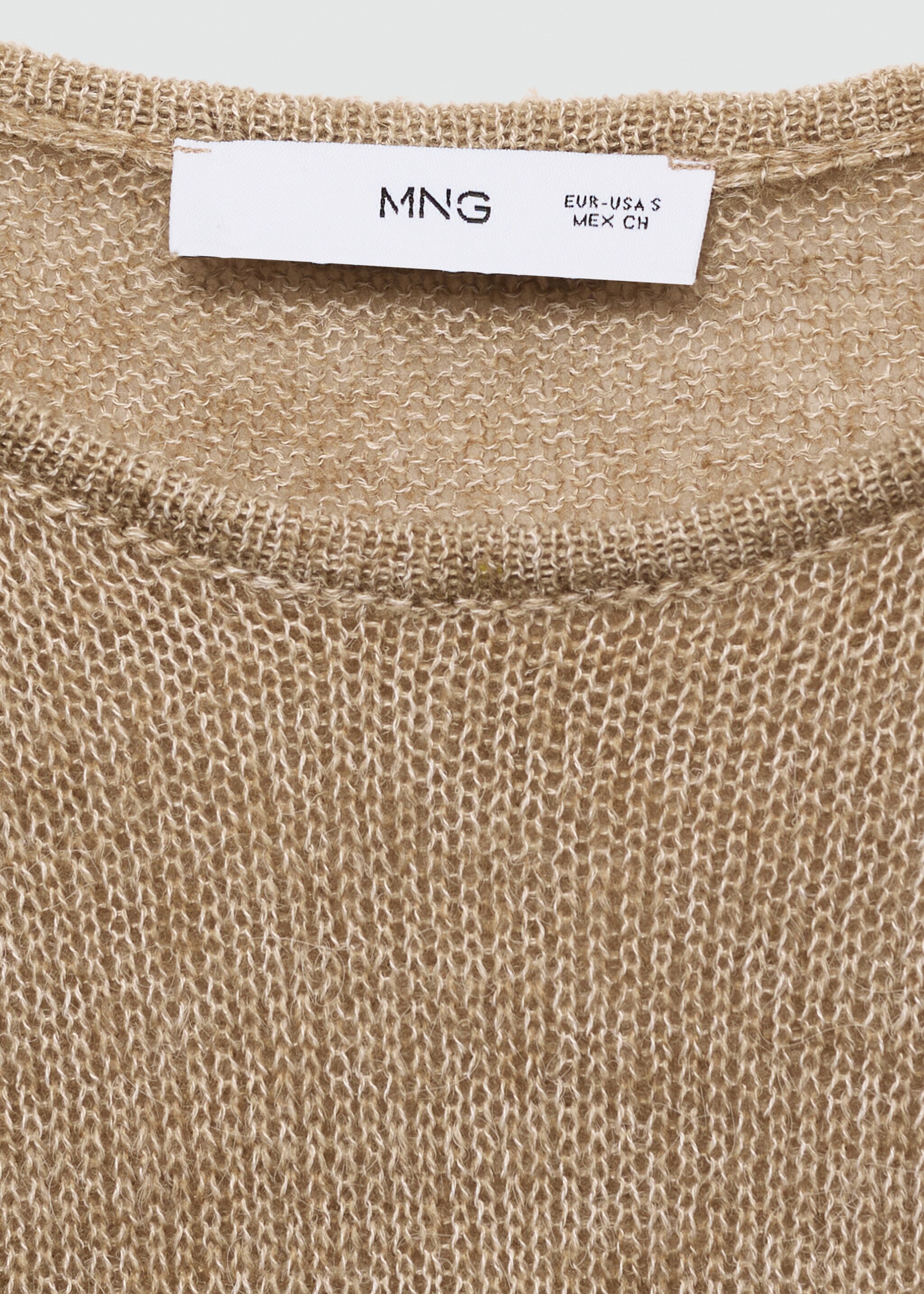 Round-neck knitted sweater - Details of the article 8, Light/Pastel Grey. Ref: 77047711-00.